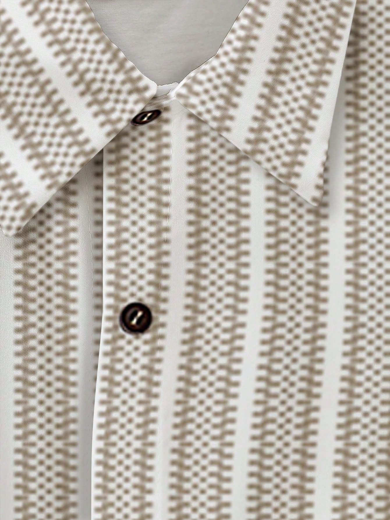 Conjunto Masculino Camisa Listrada Manga Curta E Bermuda Casual Conjunto Masculino Camisa Listrada Manga Curta E