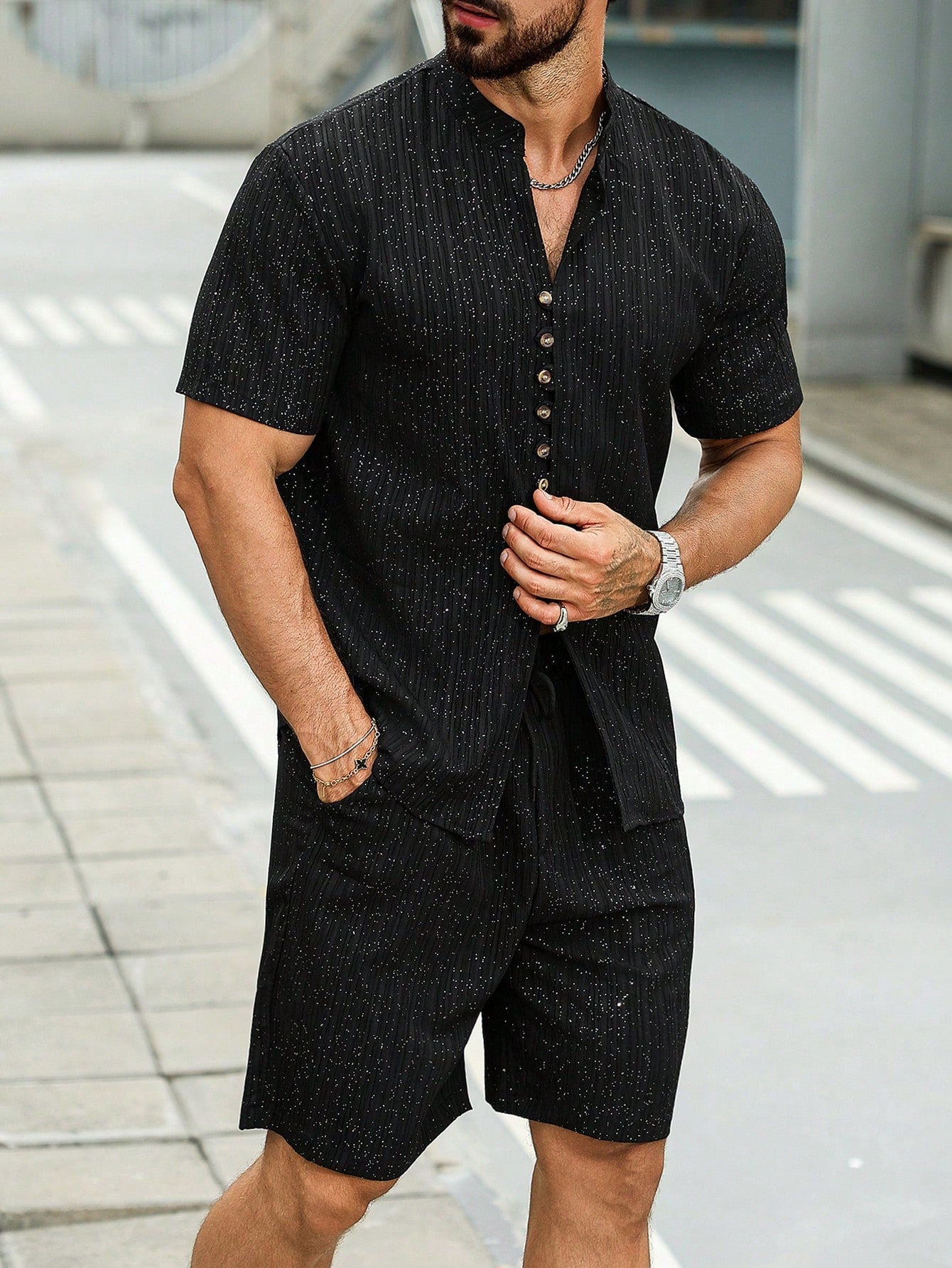 Conjunto Masculino Camisa Polo E Bermuda Modelagem Tradicional Conjunto Masculino Camisa Polo E Bermuda Modelagem