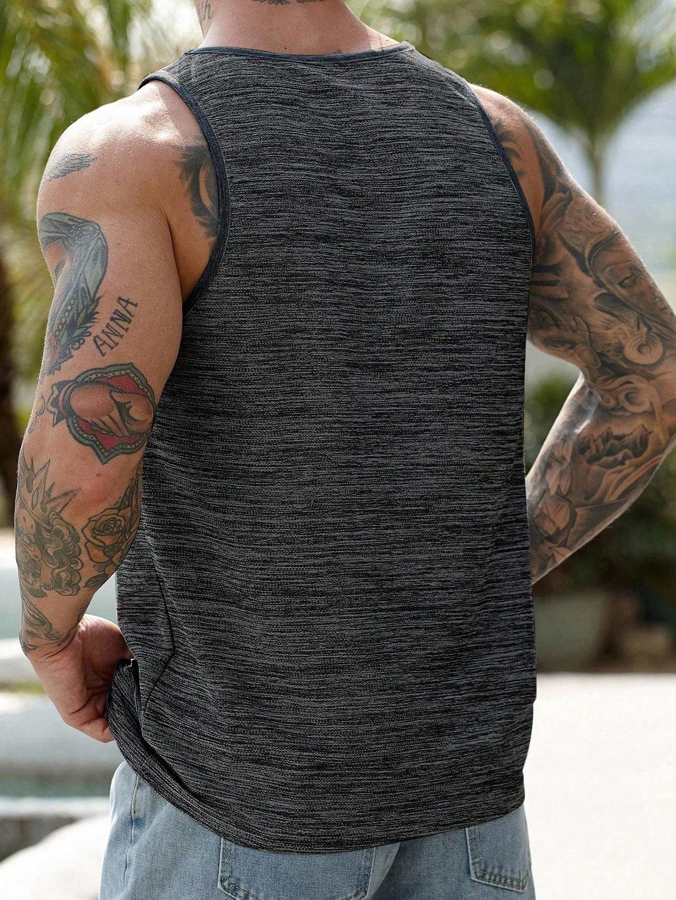 Camiseta Regata Masculina Bolso Estampa Floral Casual Camiseta Regata Masculina Bolso Estampa Floral Casual