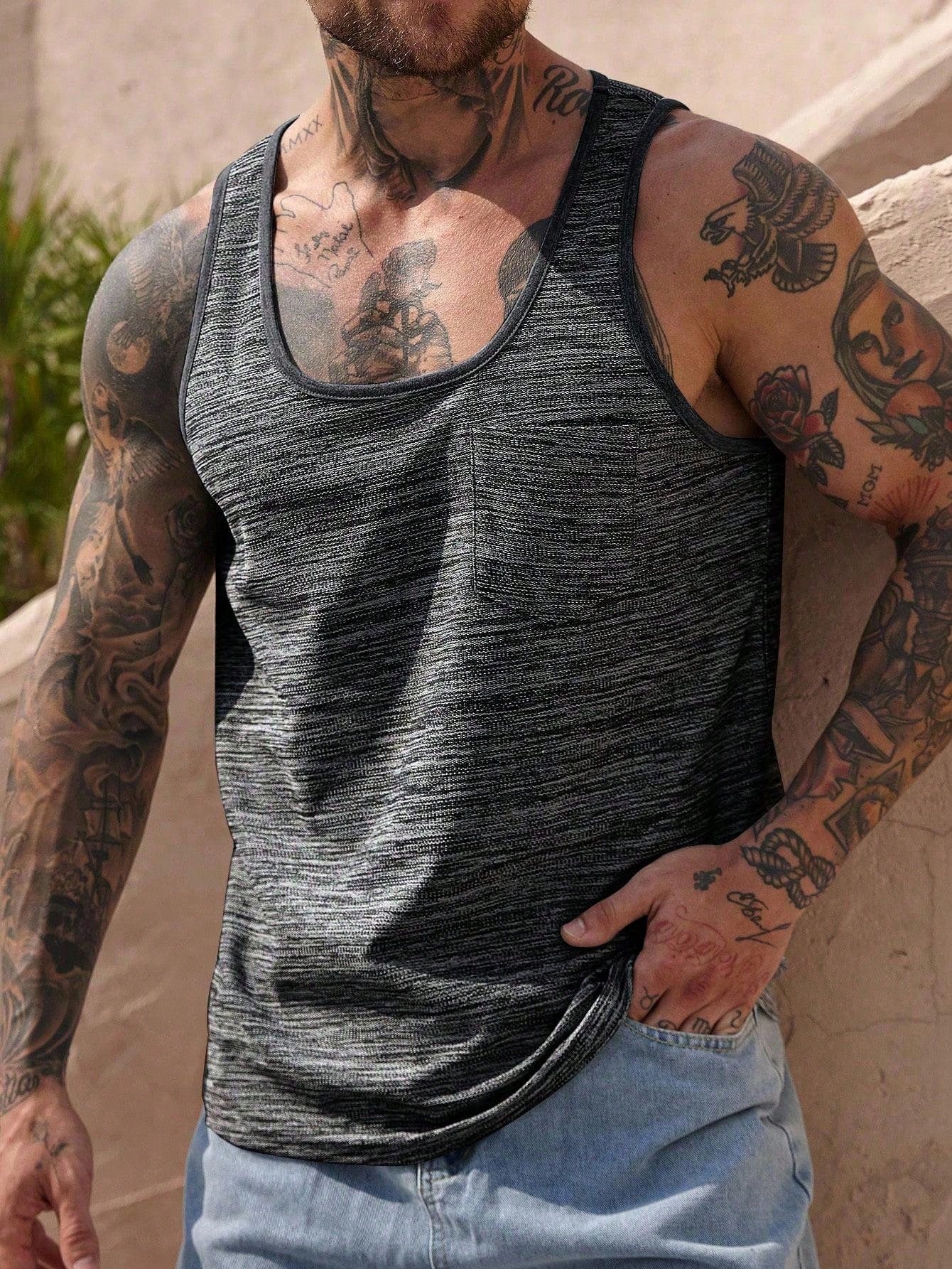 Camiseta Regata Masculina Bolso Estampa Floral Casual Camiseta Regata Masculina Bolso Estampa Floral Casual