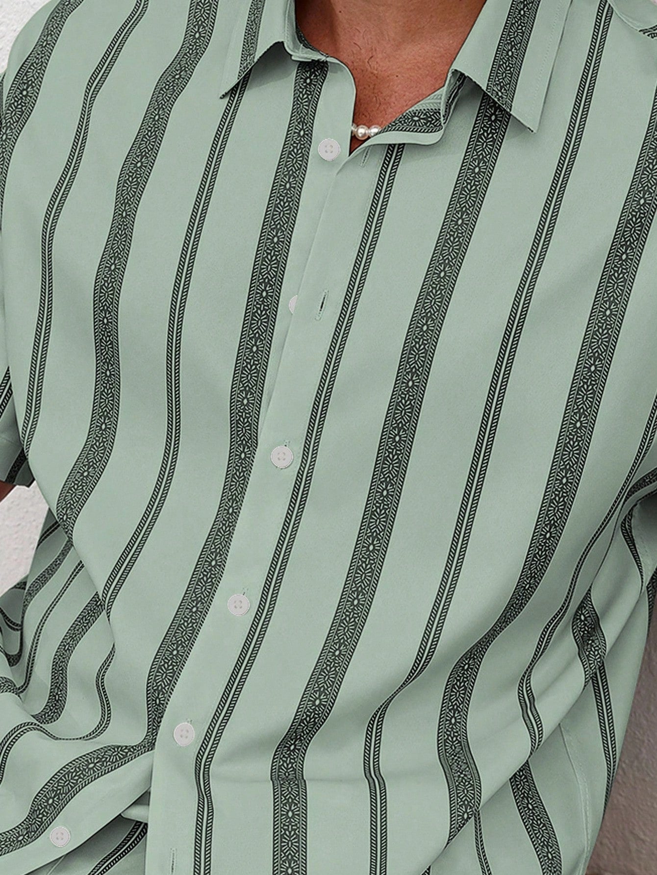 Conjunto Masculino Camisa Estampa Listrada E Shorts Casuais Conjunto Masculino Camisa Estampa Listrada E Shorts Casuais