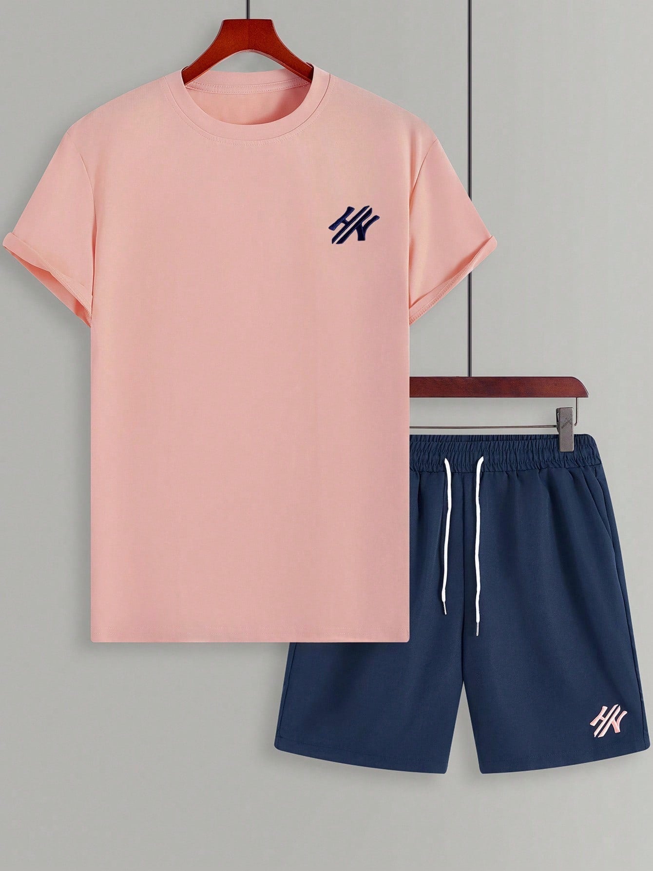 Conjunto Masculino Camiseta Estampada Manga Curta E Shorts Casuais Conjunto Masculino Camiseta Estampada Manga Curta E