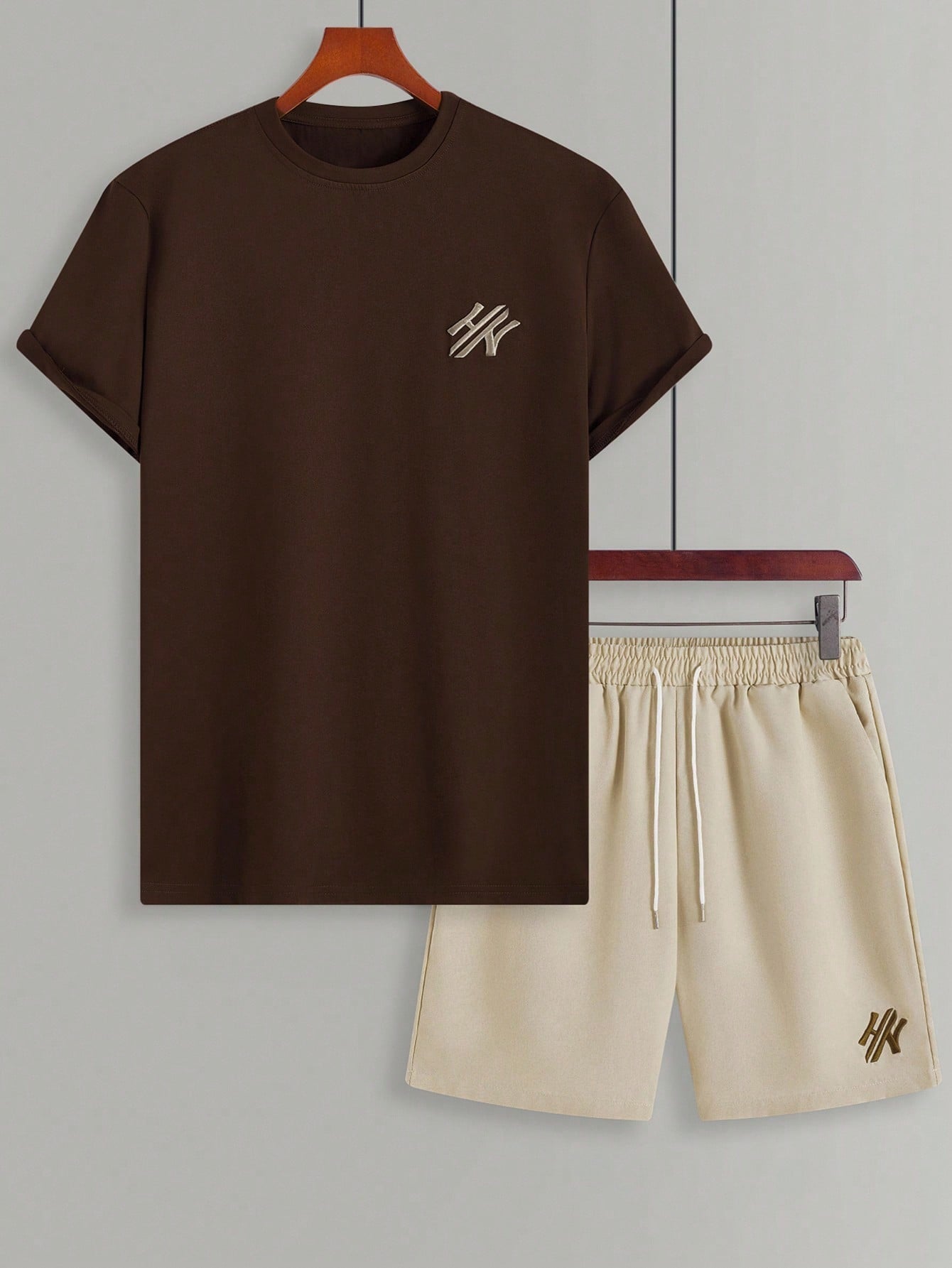 Conjunto Masculino Camiseta Estampada Manga Curta E Shorts Casuais Conjunto Masculino Camiseta Estampada Manga Curta E