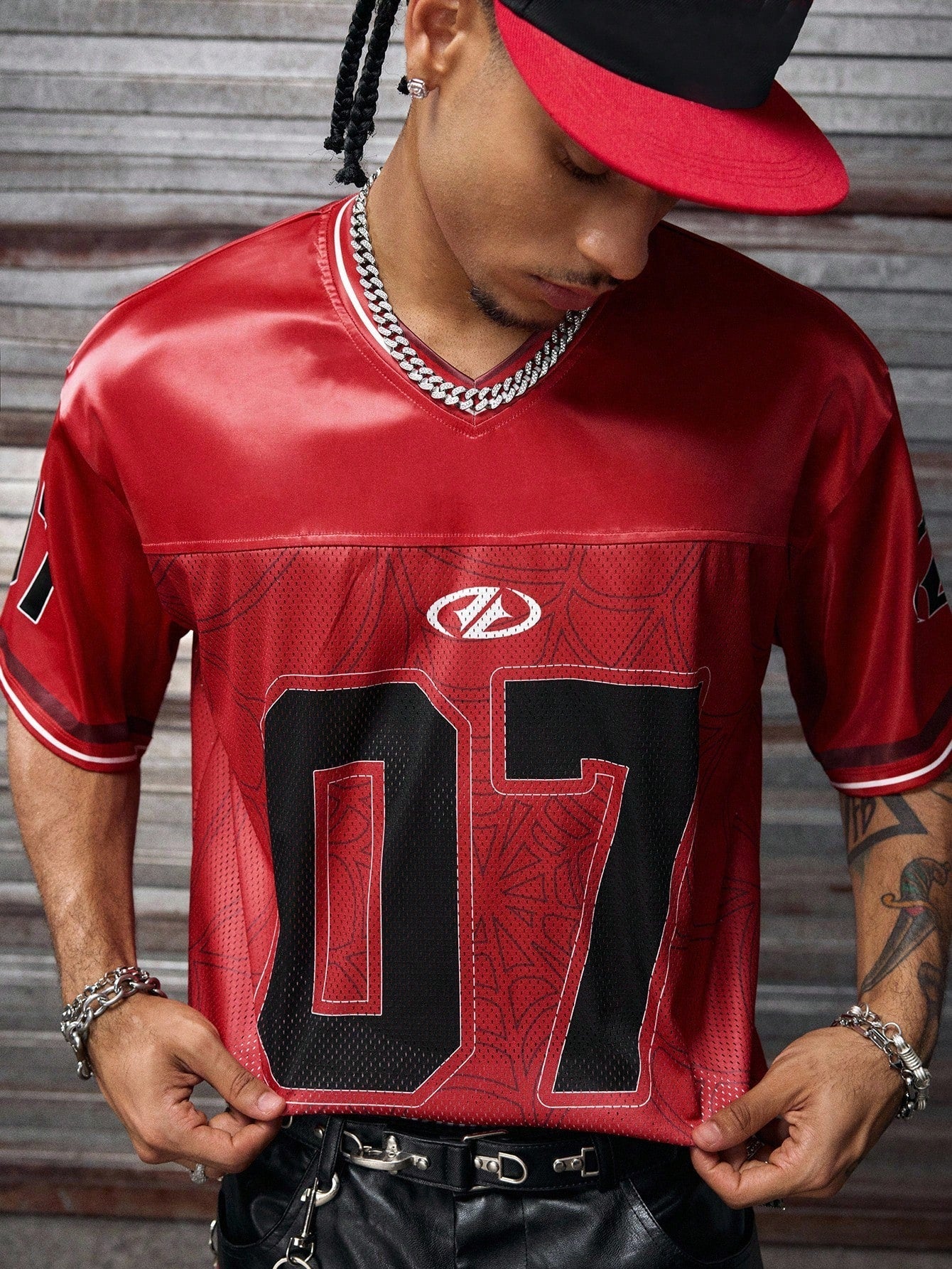 Camiseta Masculina Oversized Estilo Street Detalhes 07 Vermelho / PP Camiseta Masculina Oversized Estilo Street