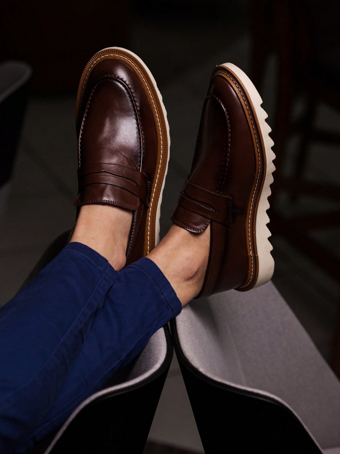 Sapato Masculino Social Couro Sintético Cadarço Antiderrapante Sapato Masculino Social Couro Sintético Cadarço