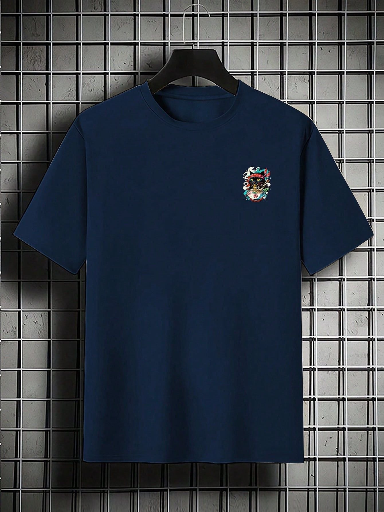 Camiseta Masculina Estampa De Gato Oriental Macarrão Camiseta Masculina Estampa De Gato Oriental Macarrão