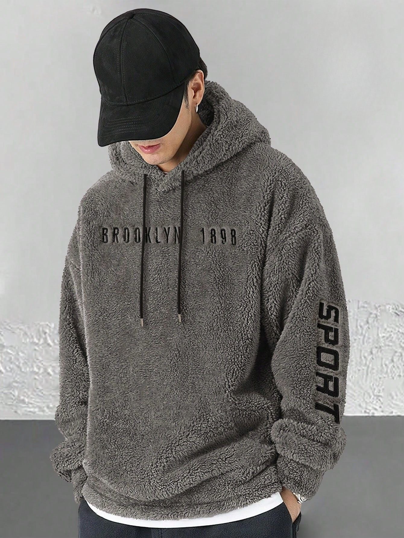 Moletom Masculino Peluciado Com Capuz Brooklyn Sport Cinza / PP Moletom Masculino Peluciado Com Capuz Brooklyn Sport