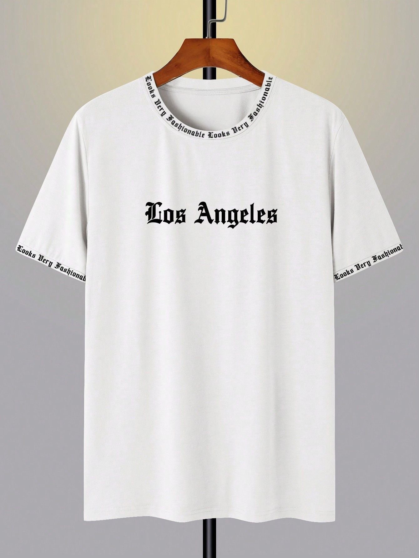 Camiseta Masculina Oversized Estampa Los Angeles Urbana Branco / PP Camiseta Masculina Oversized Estampa Los Angeles