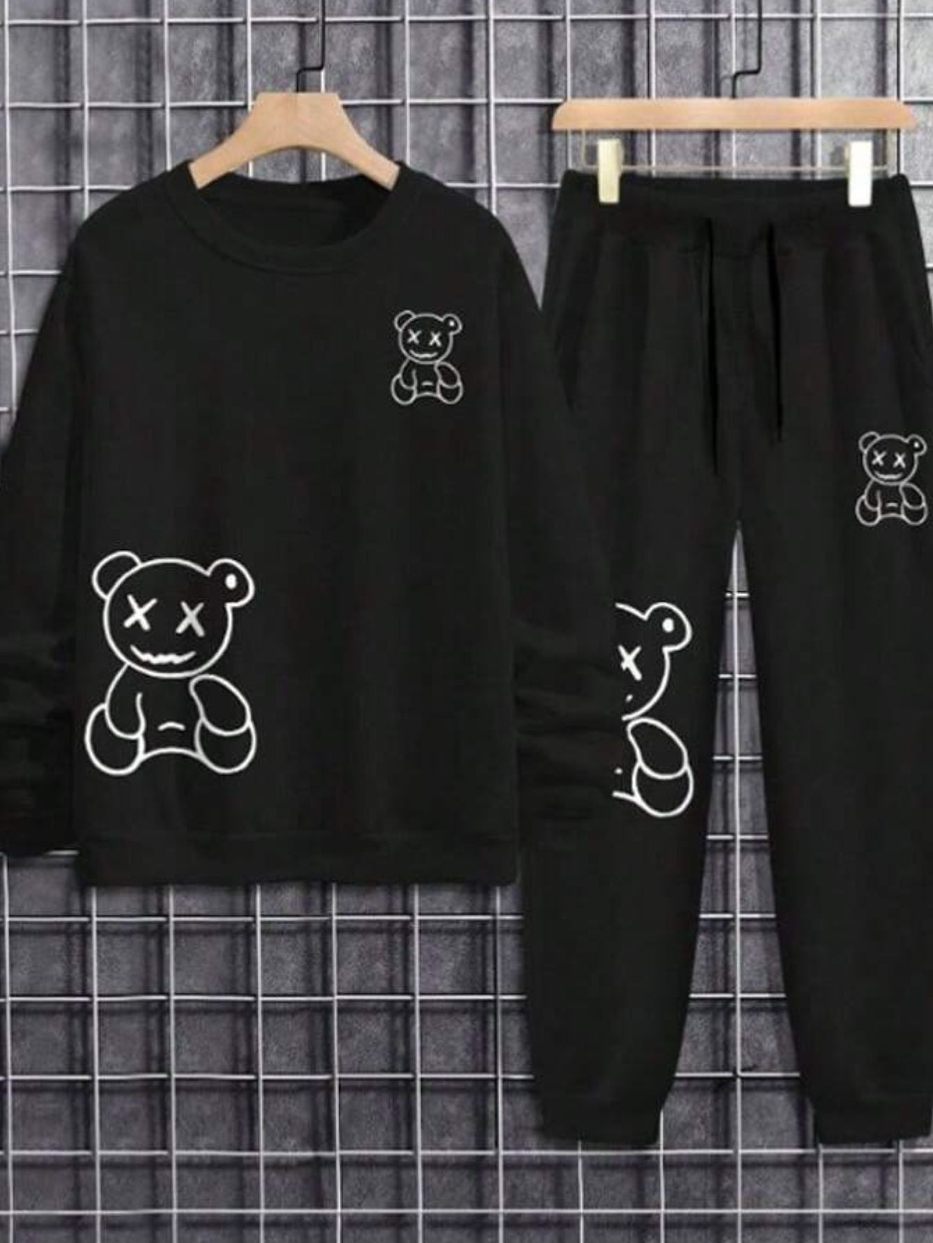 Conjunto Masculino Moletom Estampa Ursinho Estilo Divertido Conjunto Masculino Moletom Estampa Ursinho Estilo Divertido