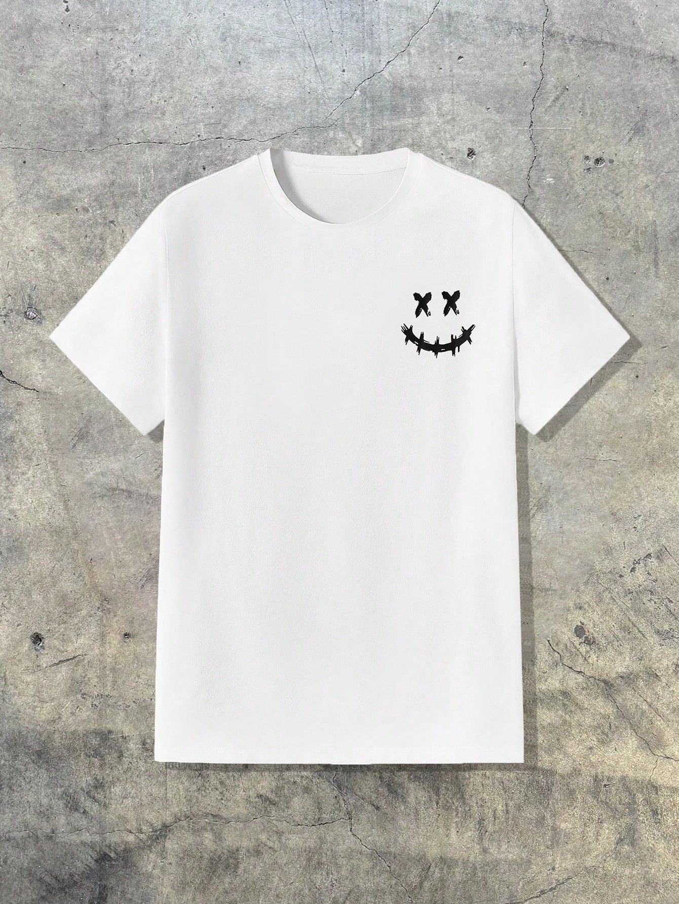 Camiseta Masculina Estampa Minimalista De Smile Branco / PP Camiseta Masculina Estampa Minimalista De Smile