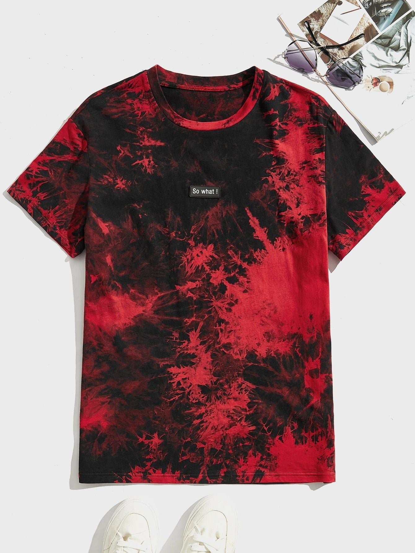 Camisa Masculina Estilo Tie Dye Estampa So What Vermelho / PP Camisa Masculina Estilo Tie Dye Estampa So What