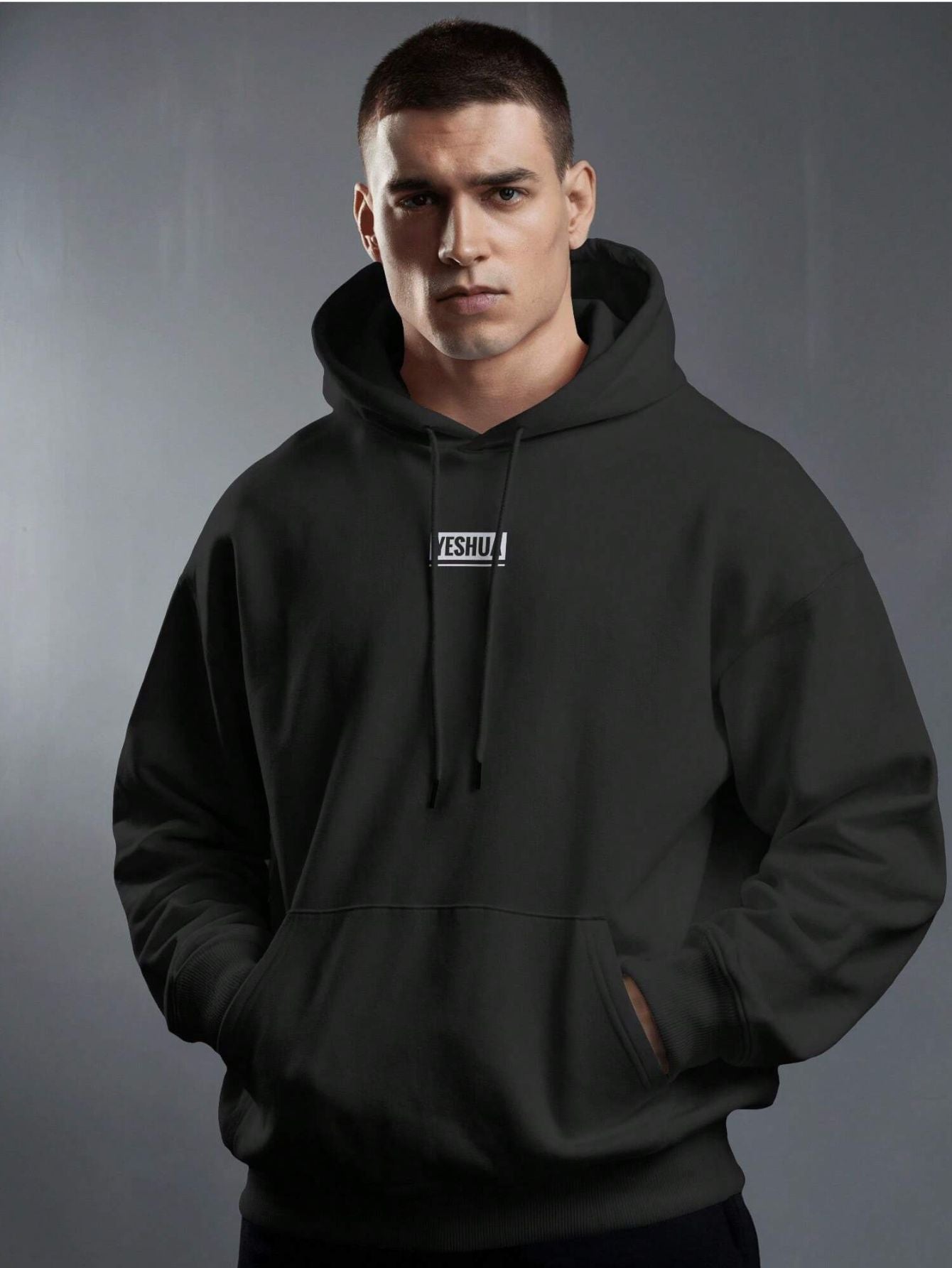 Moletom Masculino Com Capuz Estampa Canguru E Bolso Frontal Preto / PP Moletom Masculino Com Capuz Estampa Canguru E