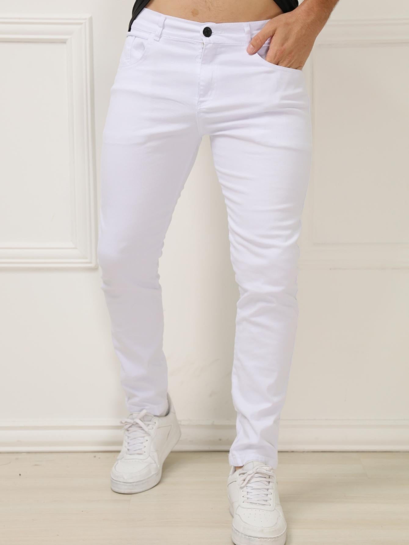 Calça Masculina Jeans Slim Fit Com Corte Ajustado E Bolsos Funcionais Calça Masculina Jeans Slim Fit Com Corte Ajustado