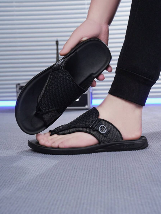 Chinelo Masculino Casual Estilo Listrado Leve e Versátil Preto / 36 Chinelo Masculino Casual Estilo Listrado Leve e