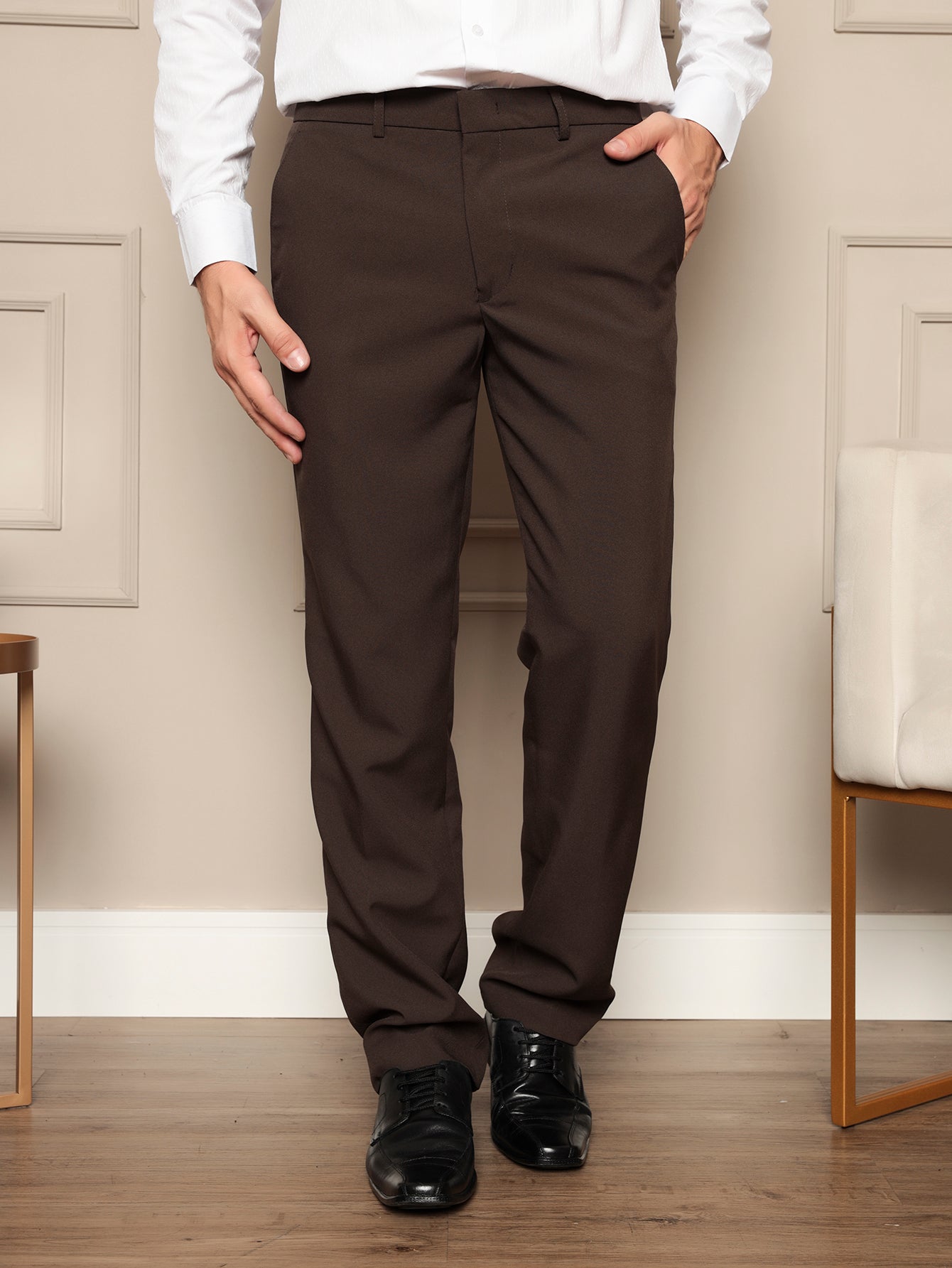 Calça Masculina Social Slim Fit Com Cós E Bolso Lateral Calça Masculina Social Slim Fit Com Cós E Bolso Lateral