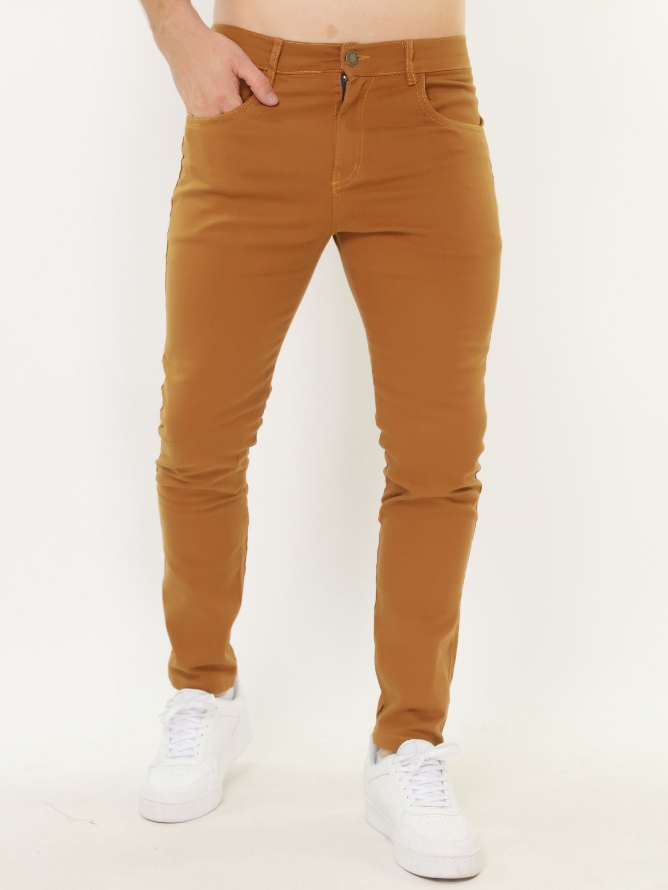 Calça Masculina Jeans Slim Fit Com Corte Ajustado E Bolsos Funcionais Calça Masculina Jeans Slim Fit Com Corte Ajustado