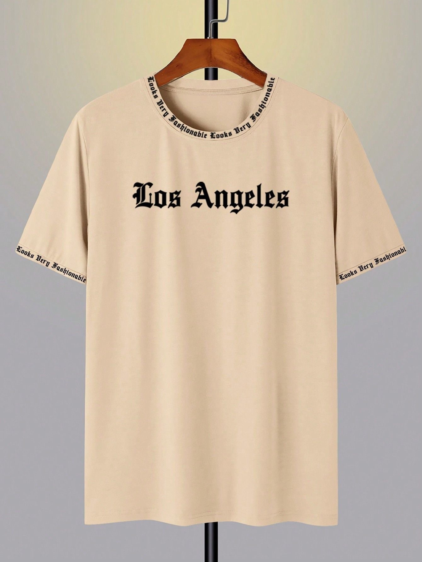 Camiseta Masculina Oversized Estampa Los Angeles Urbana Caqui / PP Camiseta Masculina Oversized Estampa Los Angeles