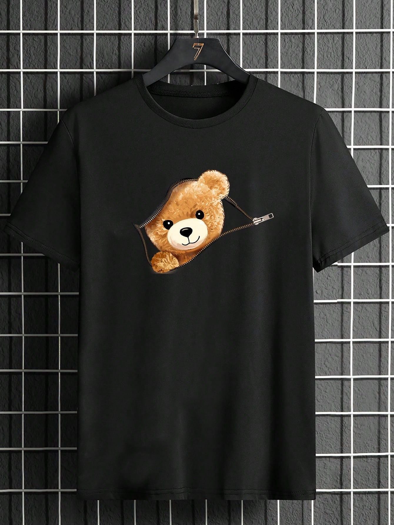 Camiseta Masculina Oversized Estampa Urso Fofo Camiseta Masculina Oversized Estampa Urso Fofo