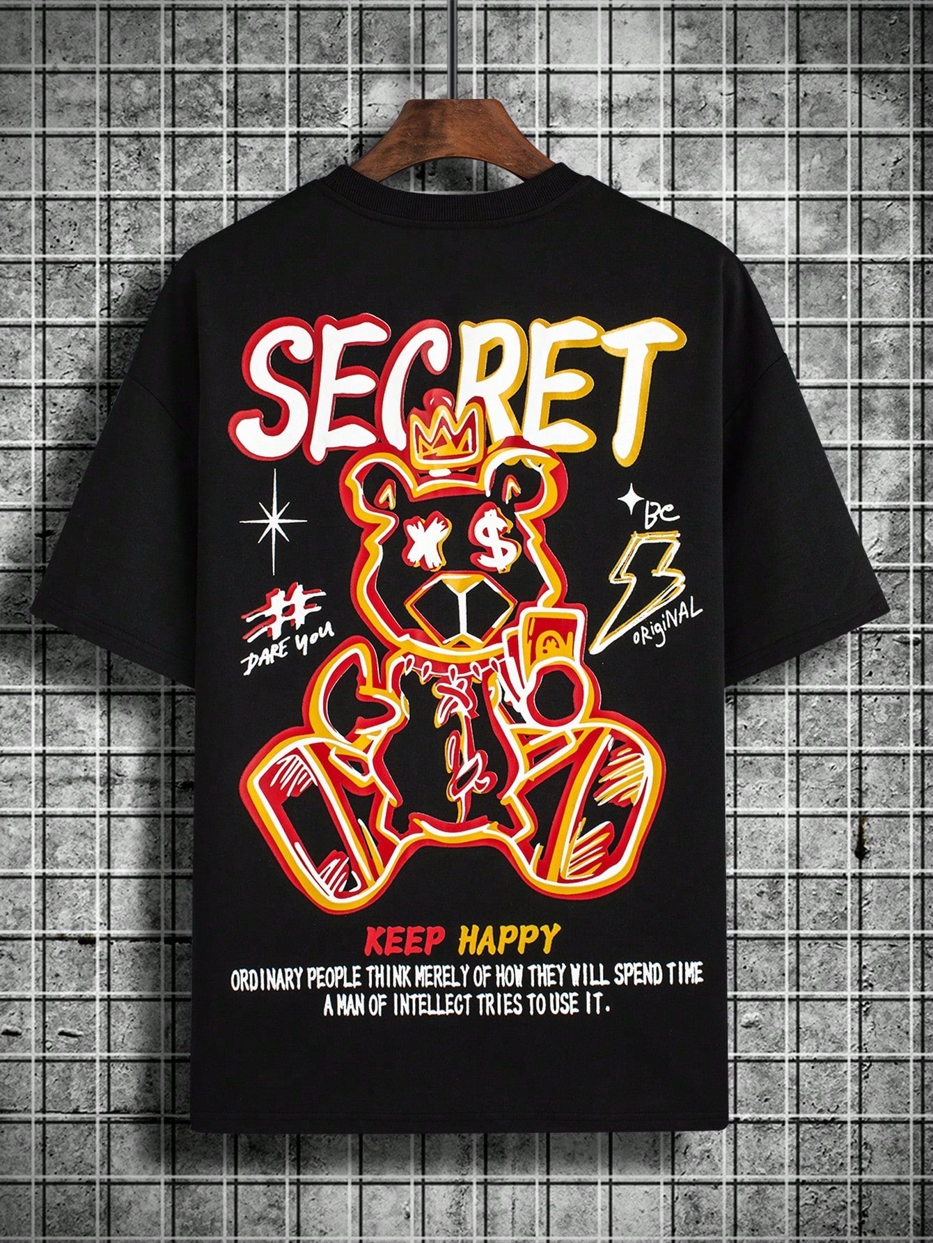 Camiseta Masculina Estampa Cartoon Slogan Moderno Camiseta Masculina Estampa Cartoon Slogan Moderno