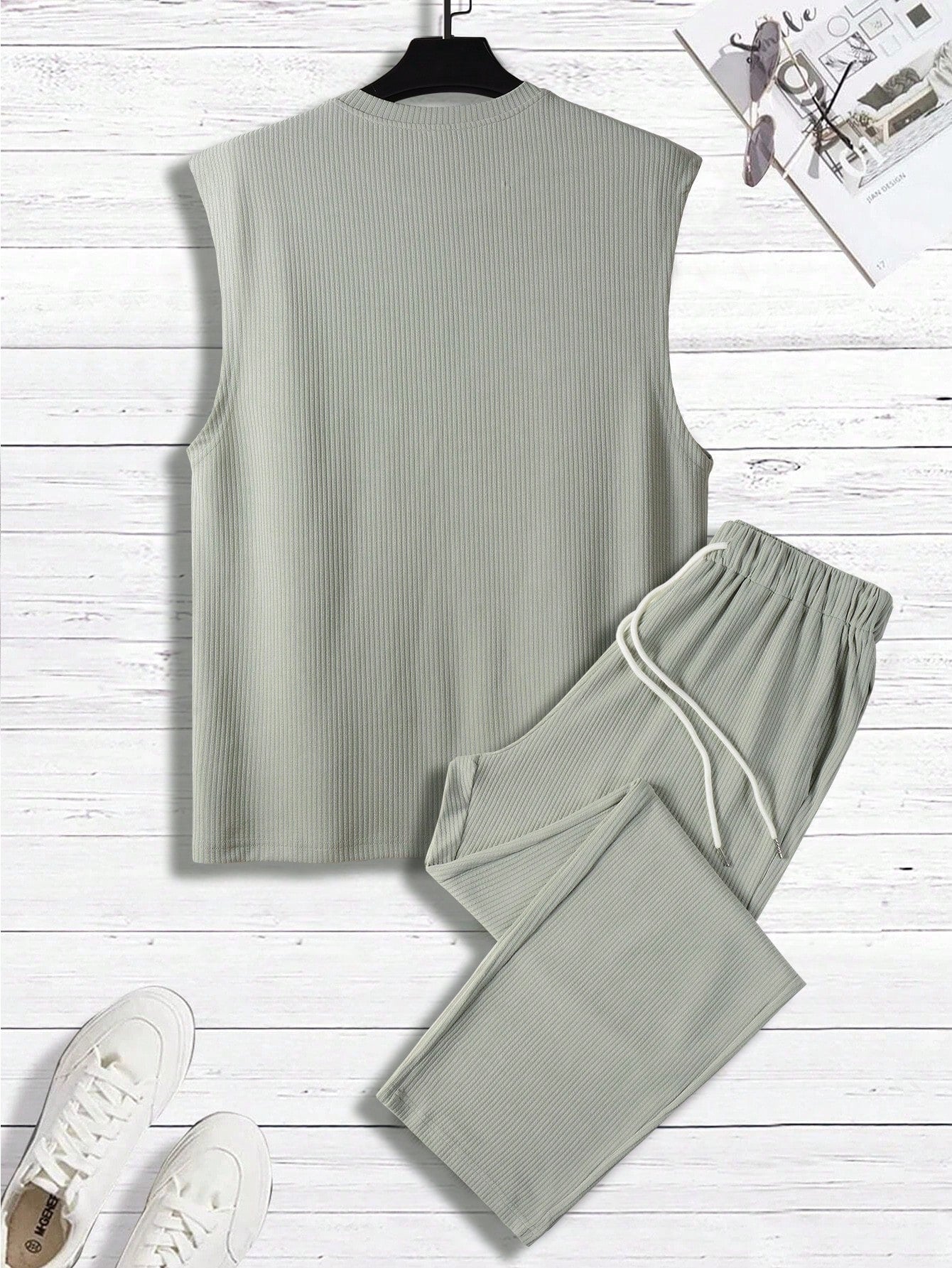 Conjunto Masculino Regata Lisa E Calça Com Cós Ajustável Conjunto Masculino Regata Lisa E Calça Com Cós Ajustável