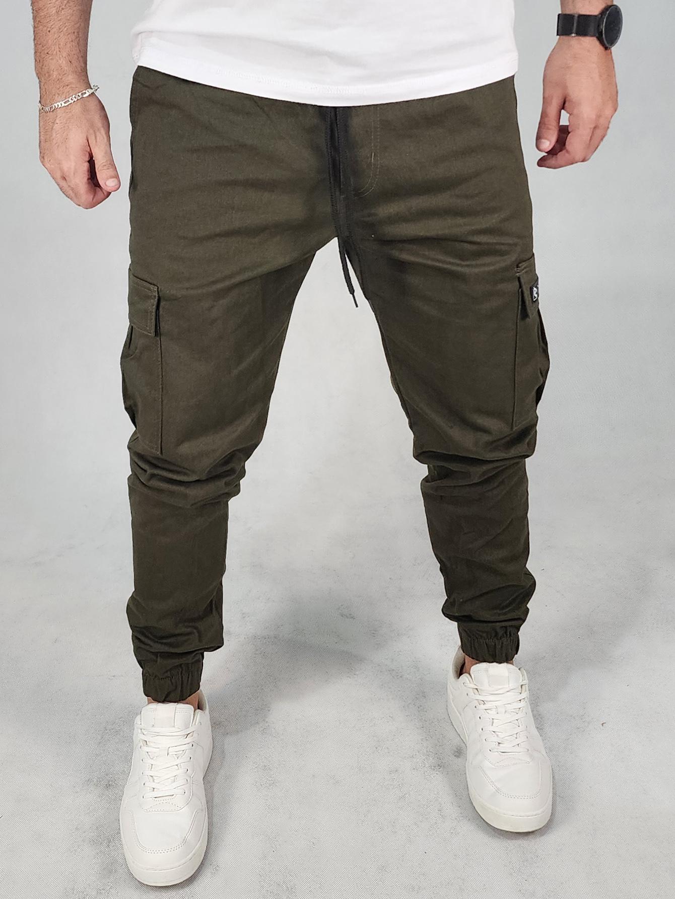 Calça Masculina Jogger Com Bolsos E Cós Ajustável Calça Masculina Cargo Com Correntes E Estilo Streetwear