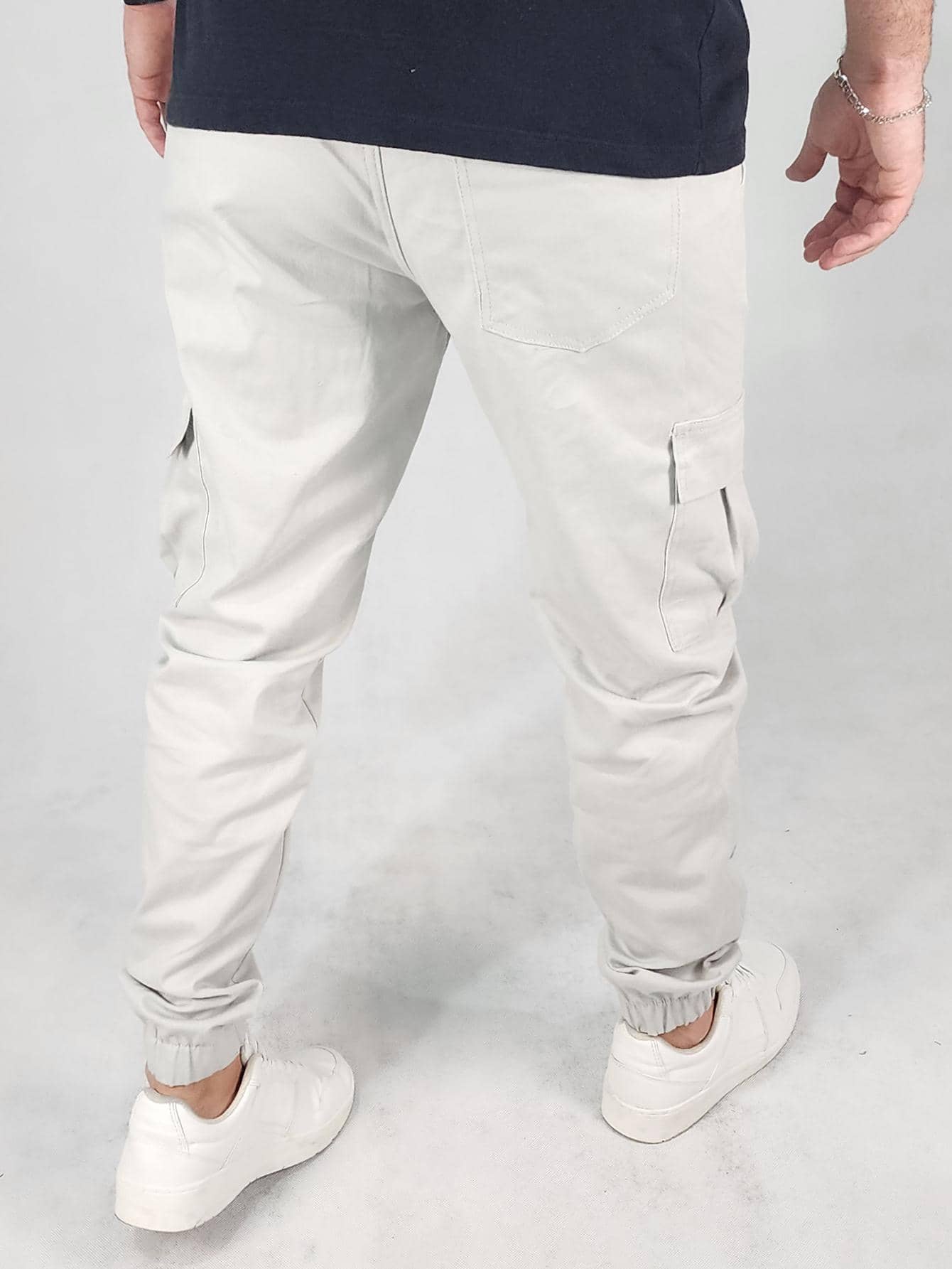 Calça Masculina Jogger Com Bolsos E Cós Ajustável Calça Masculina Cargo Com Correntes E Estilo Streetwear