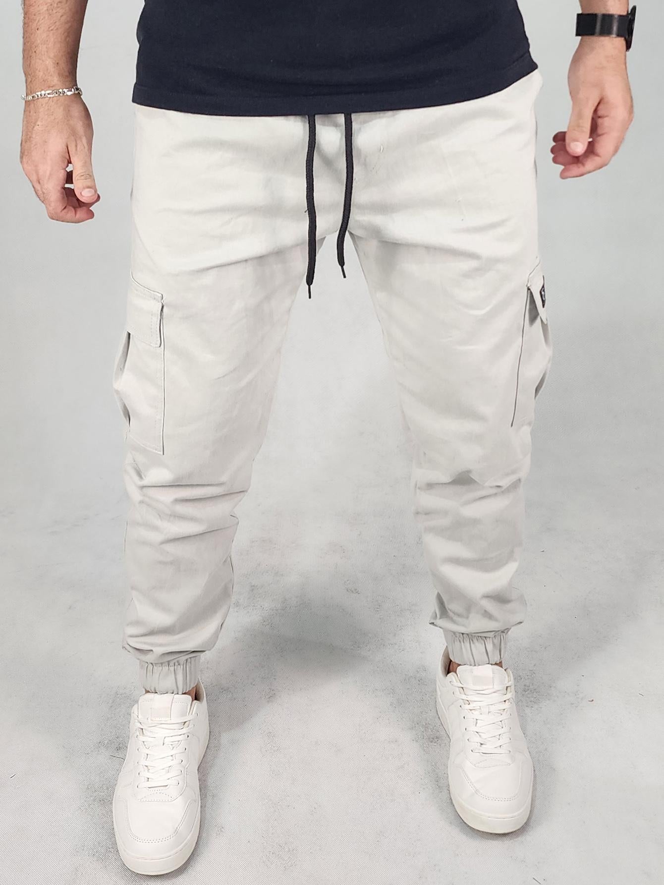 Calça Masculina Jogger Com Bolsos E Cós Ajustável Calça Masculina Cargo Com Correntes E Estilo Streetwear