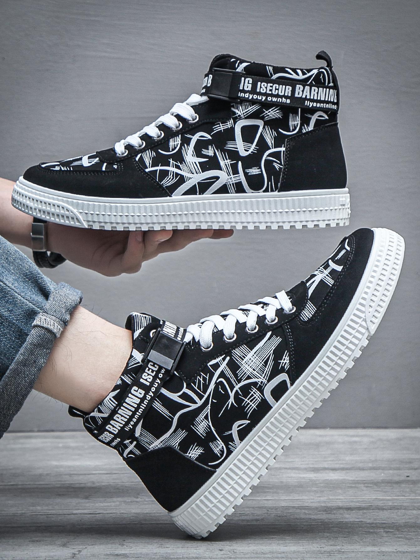 Tênis Masculino Street Cano Alto Estampado Moderno Tênis Masculino Street Cano Alto Estampado Moderno