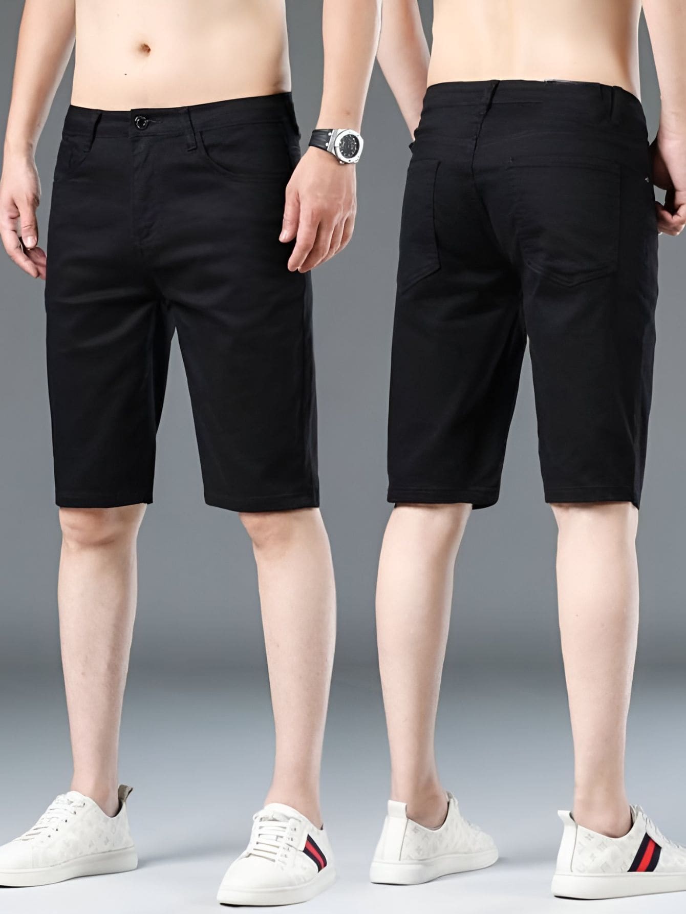 Shorts Masculino Cargo Com Bolsos Laterais Funcionais Preto / PP Shorts Masculino Cargo Com Bolsos Laterais Funcionais