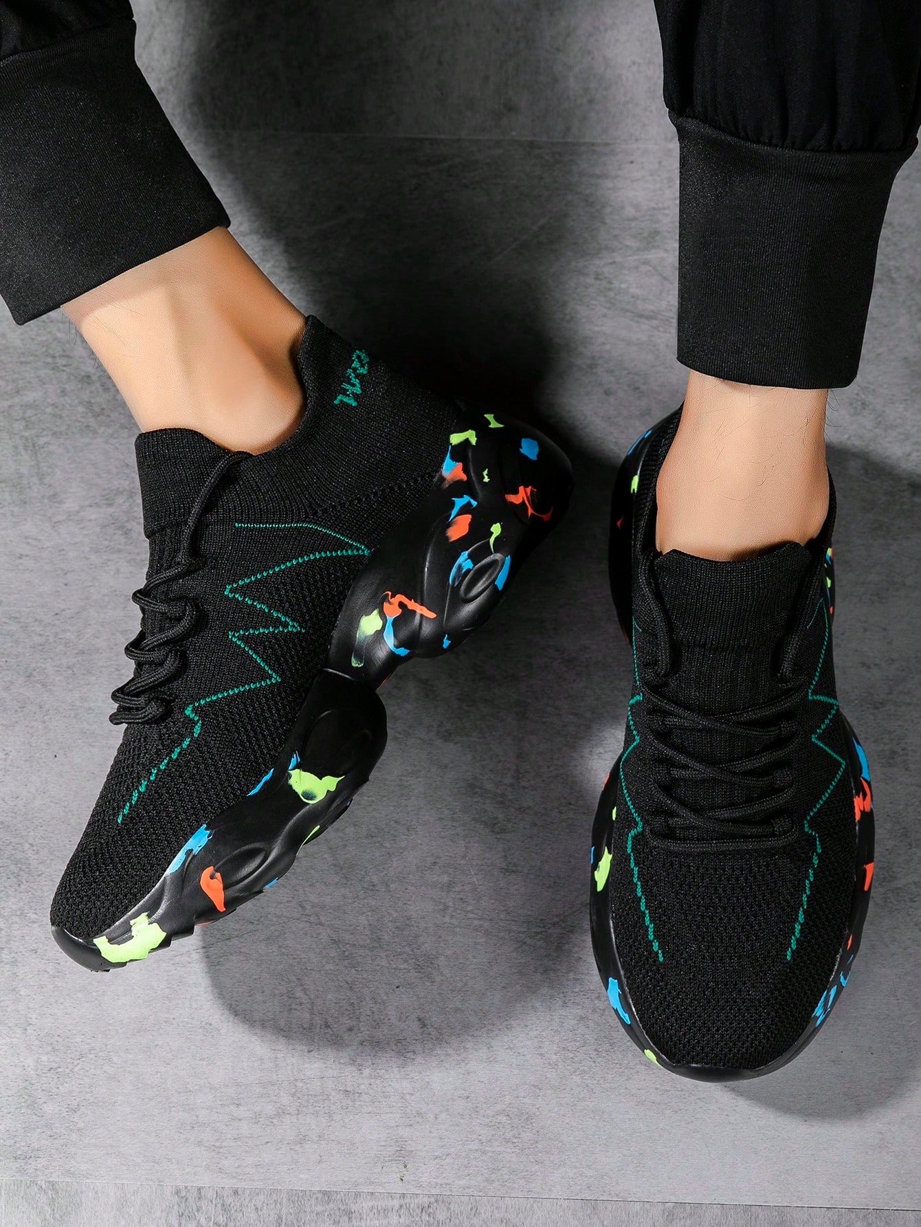 Tênis Masculino Chunky Mesh Elástico Leve Respirável Versátil Preto / 36 Tênis Masculino Chunky Mesh Elástico Leve