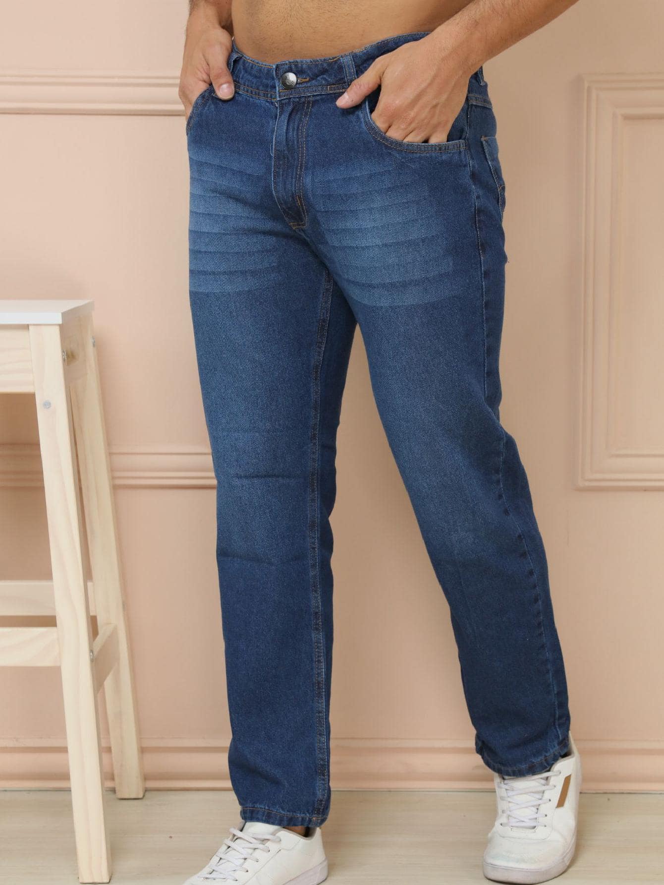 Calça Masculina Jeans Tradicional Reta Tecido Resistente E Corte Lavagem Escura / PP Calça Masculina Jeans Tradicional