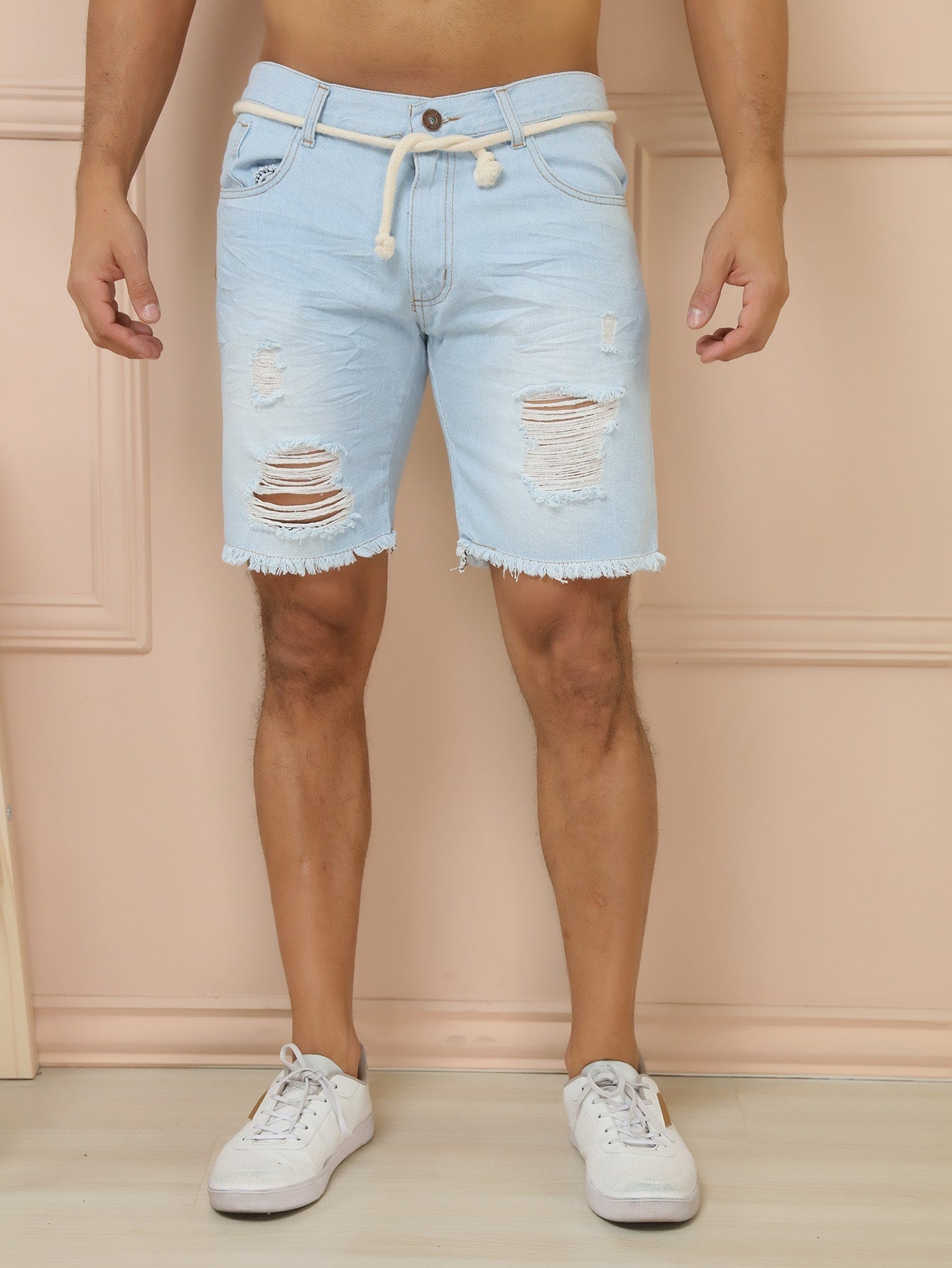 Shorts Masculino Casual Urbano Com Cadarço Ajustável Shorts Masculino Casual Urbano Com Cadarço Ajustável