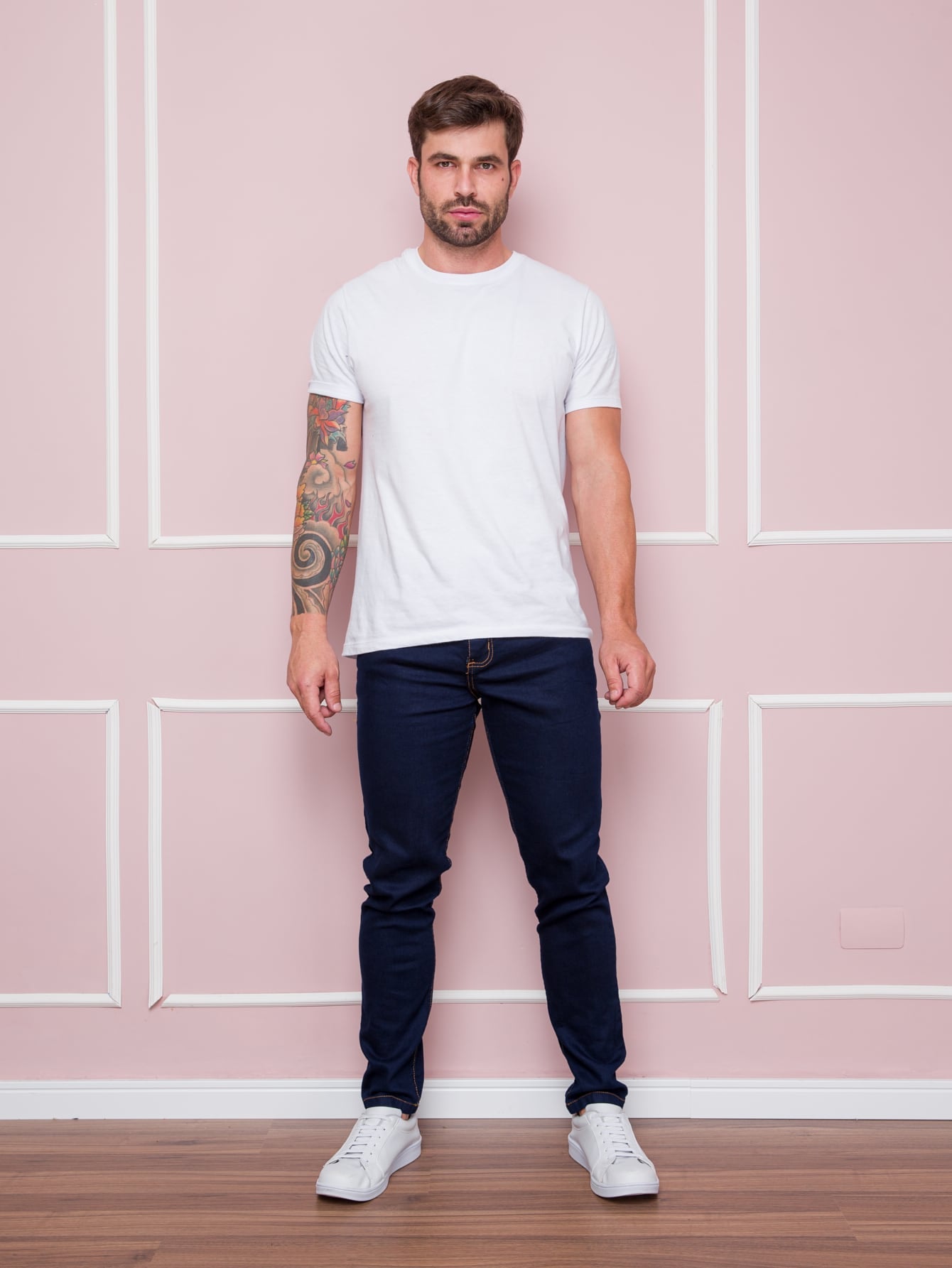 Calça Masculina Jeans Slim Fit Costura Contrastante E Ajuste Moderno Calça Masculina Social Slim Fit Com Tecido Stretch