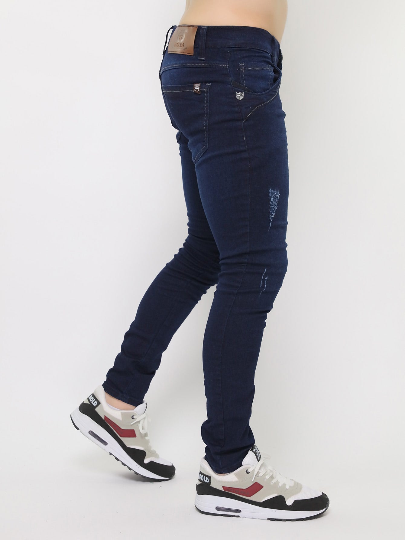 Calça Masculina Jeans Slim Fit Com Lavagem Desgastada E Estilo Calça Masculina Jeans Slim Fit Com Lavagem Desgastada E