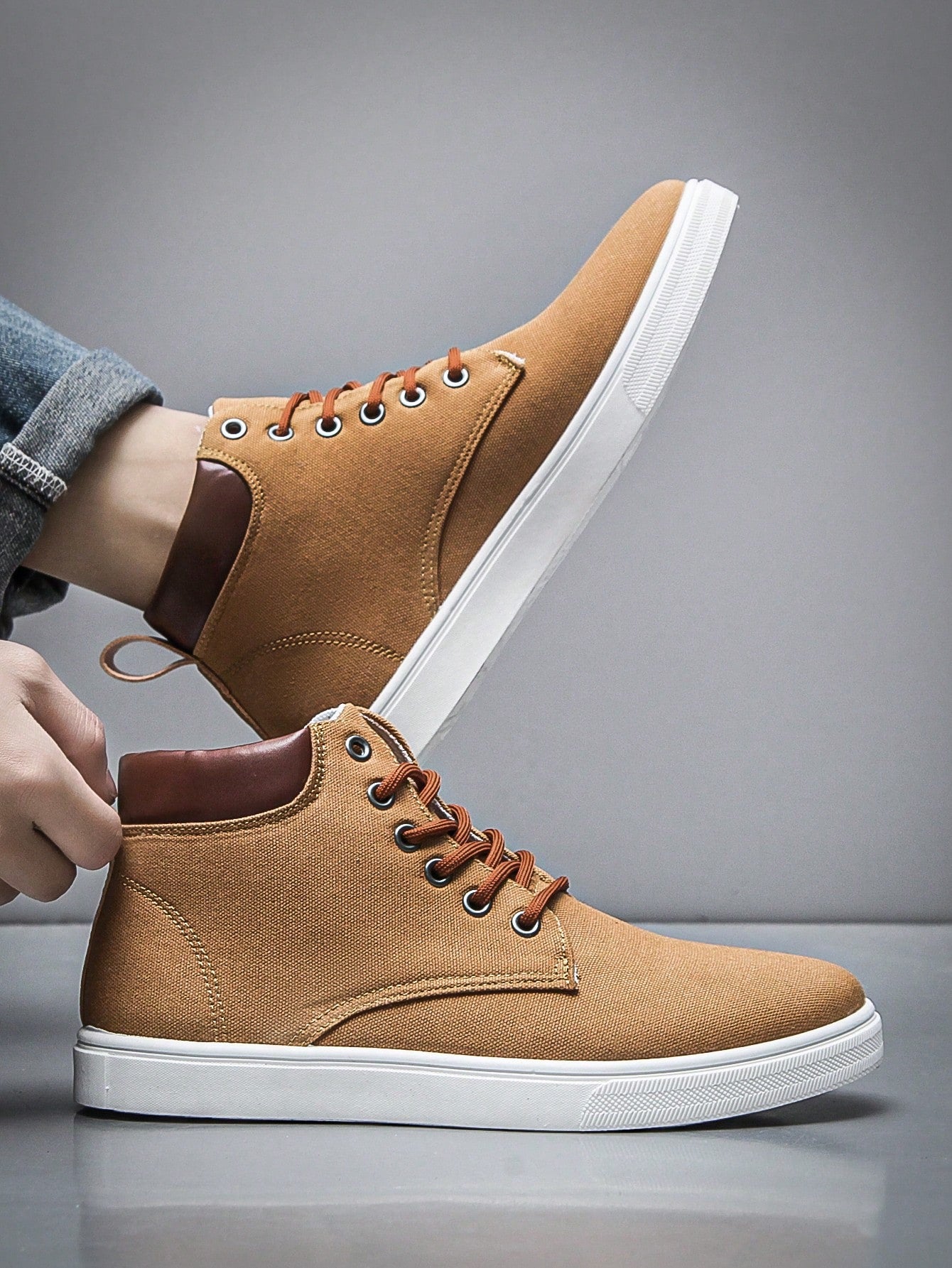 Tênis Masculino Cano Médio Casual Confortável e Estiloso Marrom / 36 Tênis Masculino Cano Médio Casual Confortável e