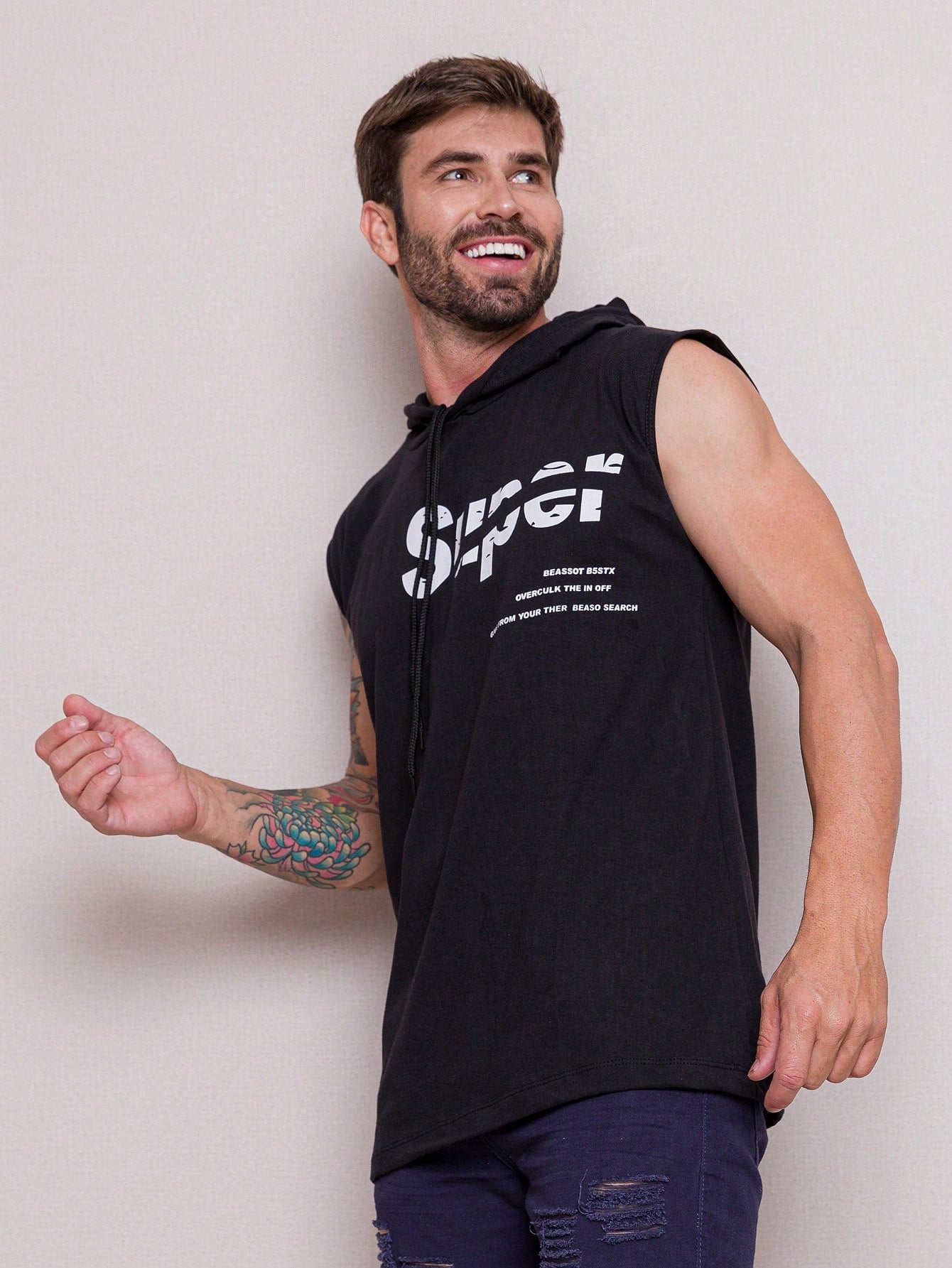 Camiseta Regata Masculina Slim Corte Ajustado Design Moderno Preto / PP Camiseta Regata Masculina Slim Corte Ajustado