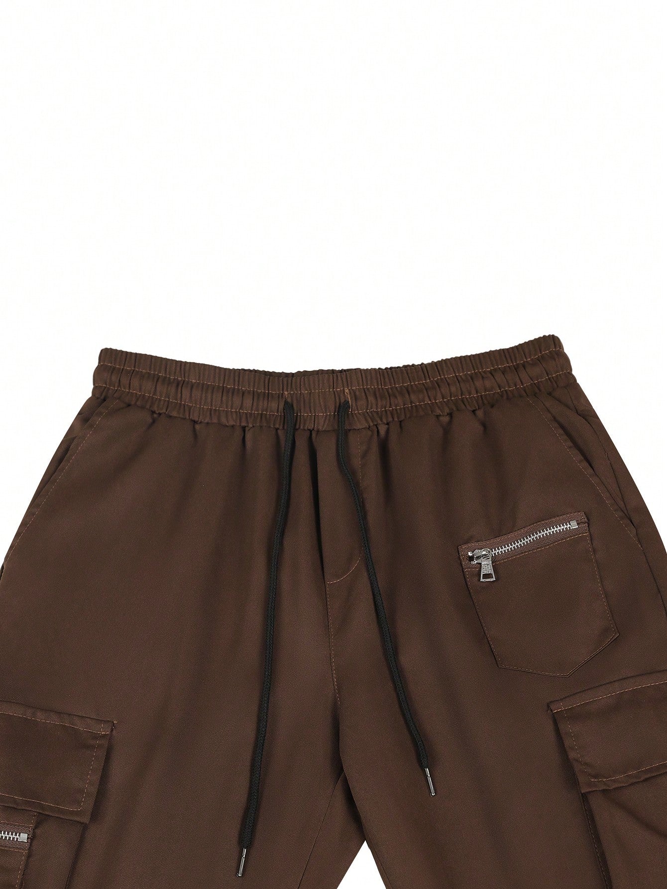 Calça Masculina Cargo Solta Bolsos Sobrepostos E Cintura Elástica Calça Masculina Cargo Solta Bolsos Sobrepostos E