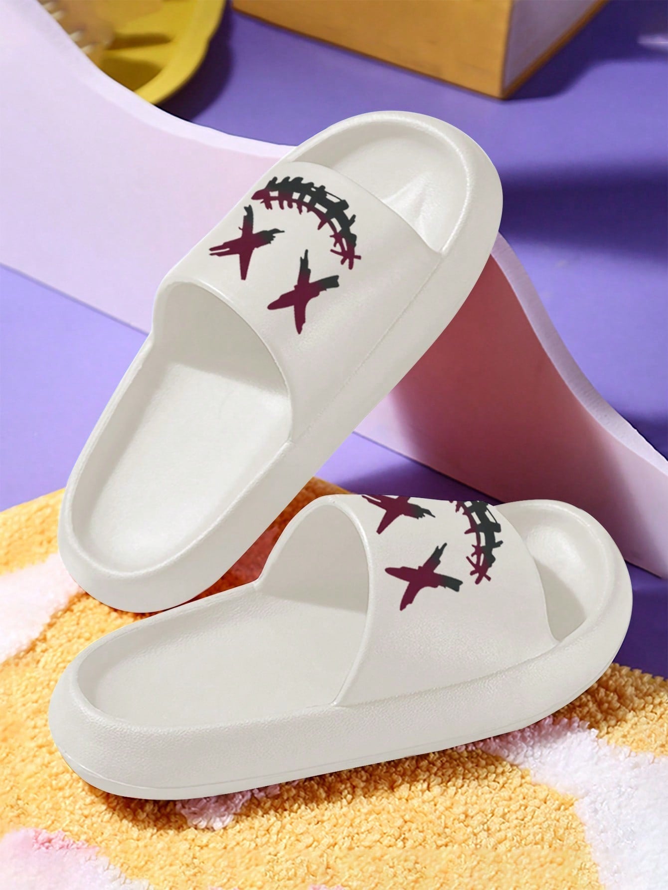 Chinelo Masculino Casual Estampado Versátil Solado EVA Branco / 36 Chinelo Masculino Casual Estampado Versátil Solado