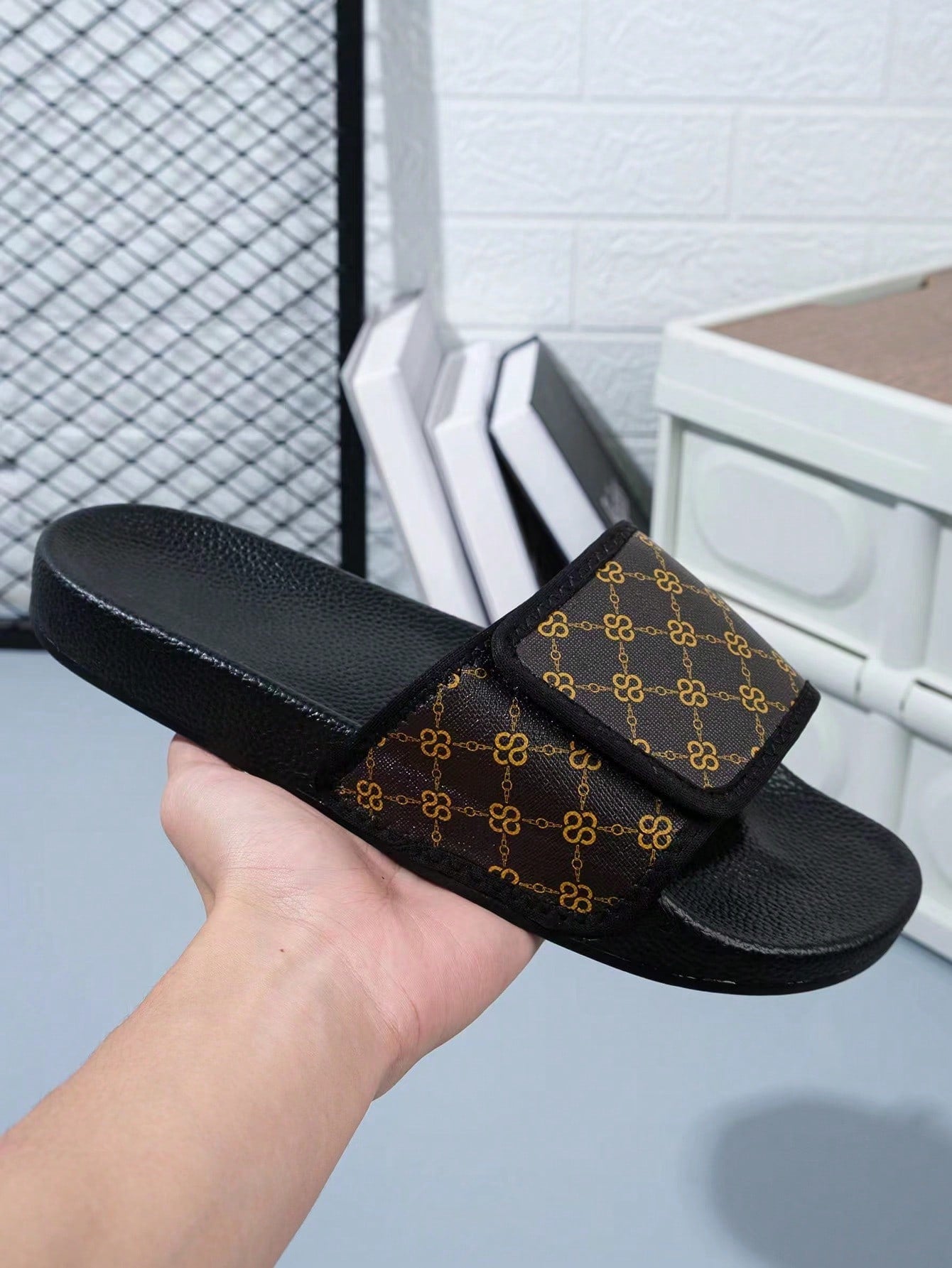 Chinelo Masculino Casual Estampado Antiderrapante Confortável Castanho / 36 Chinelo Masculino Casual Estampado