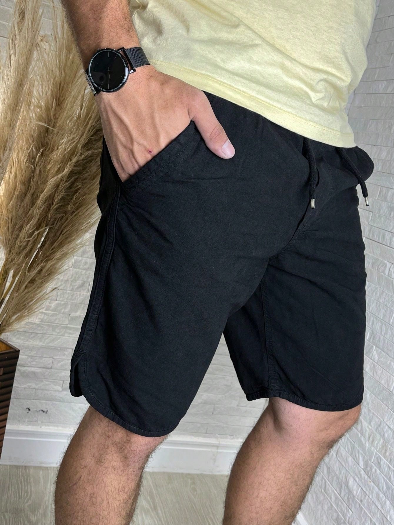 Shorts Masculino Mauricinho De Sarja Com Cadarço E Acabamento Shorts Masculino Mauricinho De Sarja Com Cadarço E