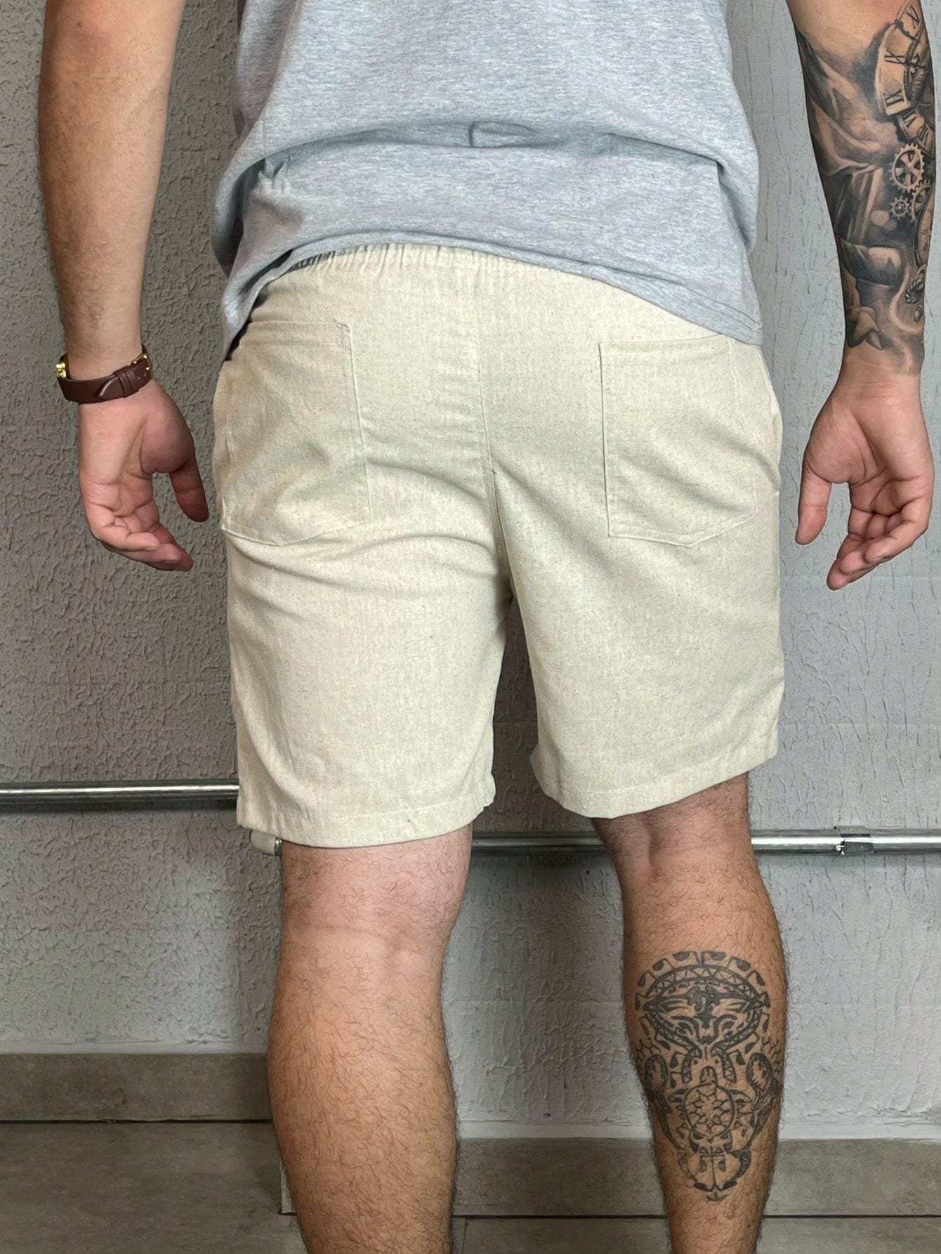 Shorts Masculino Mauricinho Casual Com Cós Elástico E Tecido Shorts Masculino Mauricinho Casual Com Cós Elástico E