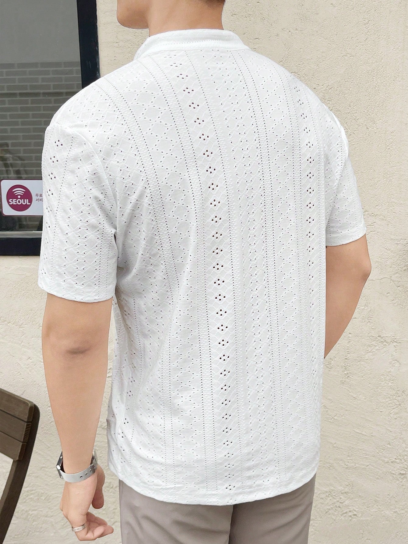 Camiseta Masculina Gola Padre Textura Rendada Camiseta Masculina Gola Padre Textura Rendada