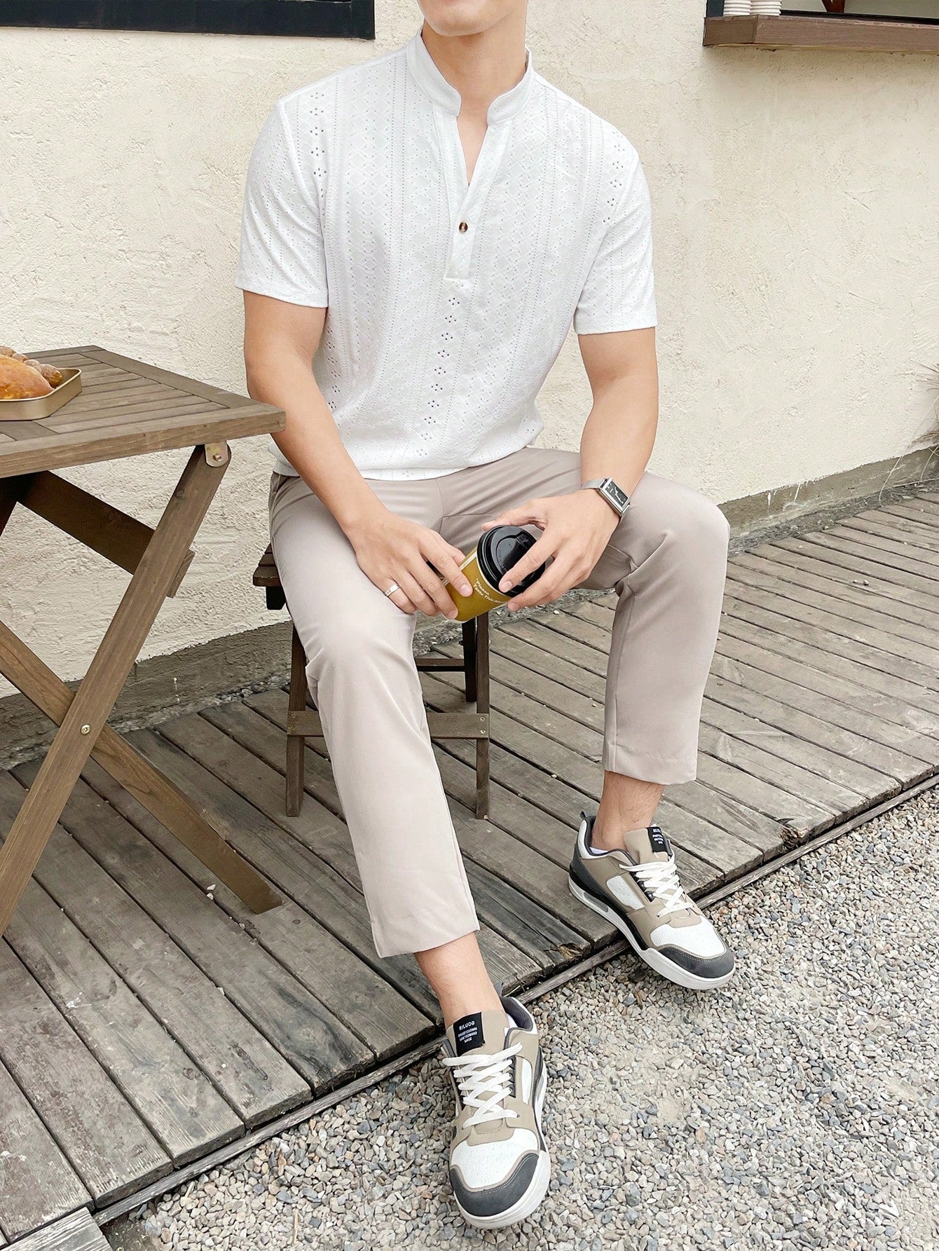 Camiseta Masculina Gola Padre Textura Rendada Camiseta Masculina Gola Padre Textura Rendada