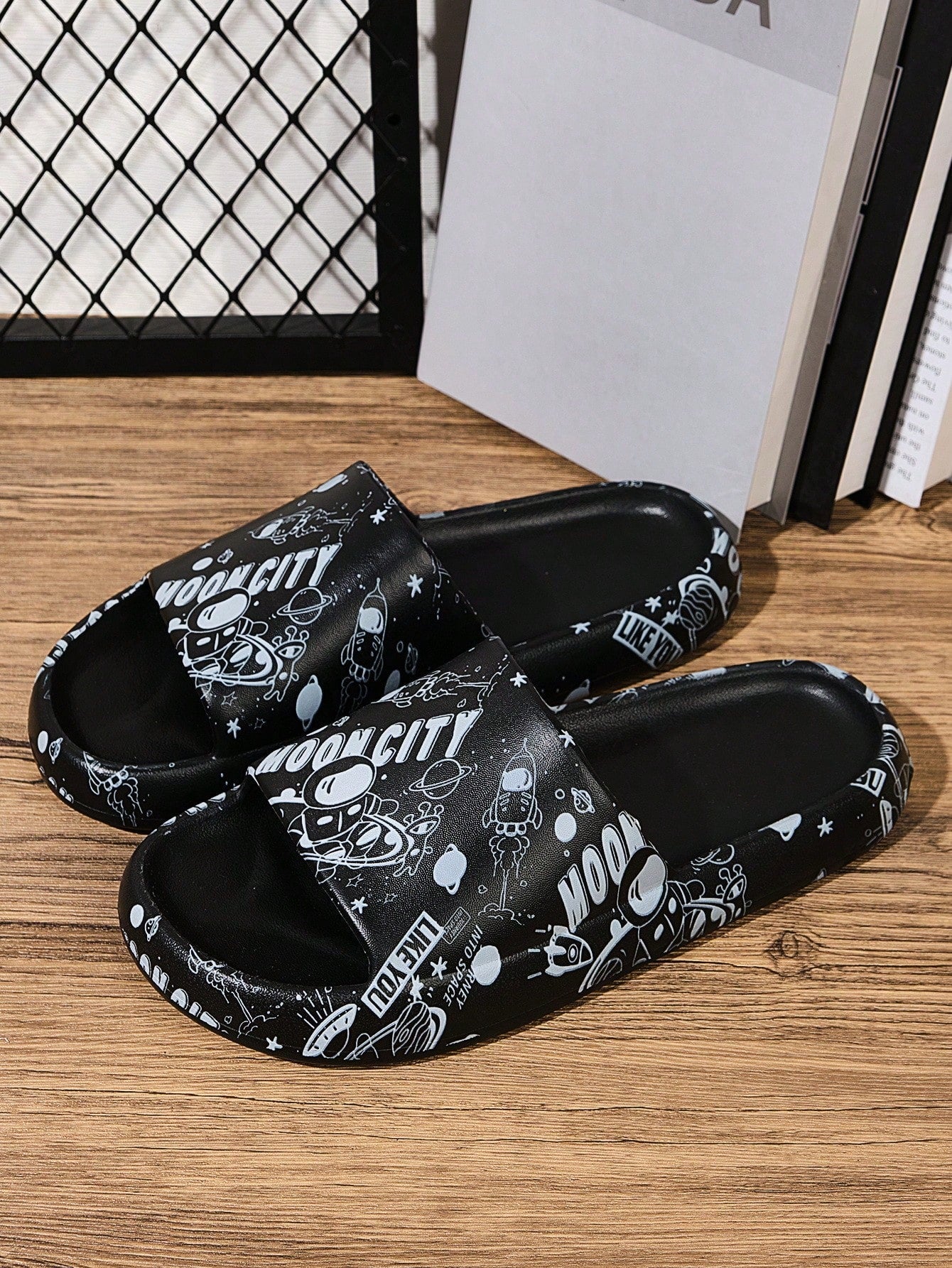 Chinelo Masculino Casual Estampado Versátil Para Uso Diário Preto / 36 Chinelo Masculino Casual Estampado Versátil Para