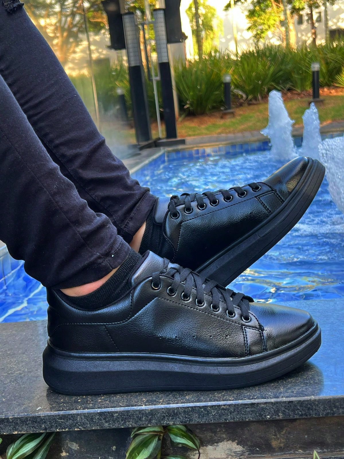 Sapato Masculino Social Cadarço Derby Solado Antiderrapante Preto / 36 Sapato Masculino Social Cadarço Derby Solado