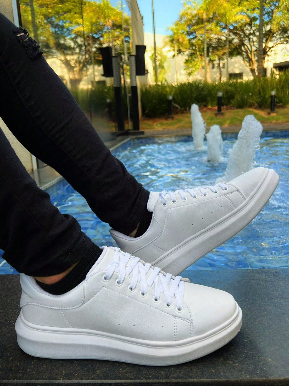 Sapato Masculino Social Cadarço Derby Solado Antiderrapante Branco / 36 Sapato Masculino Social Cadarço Derby Solado