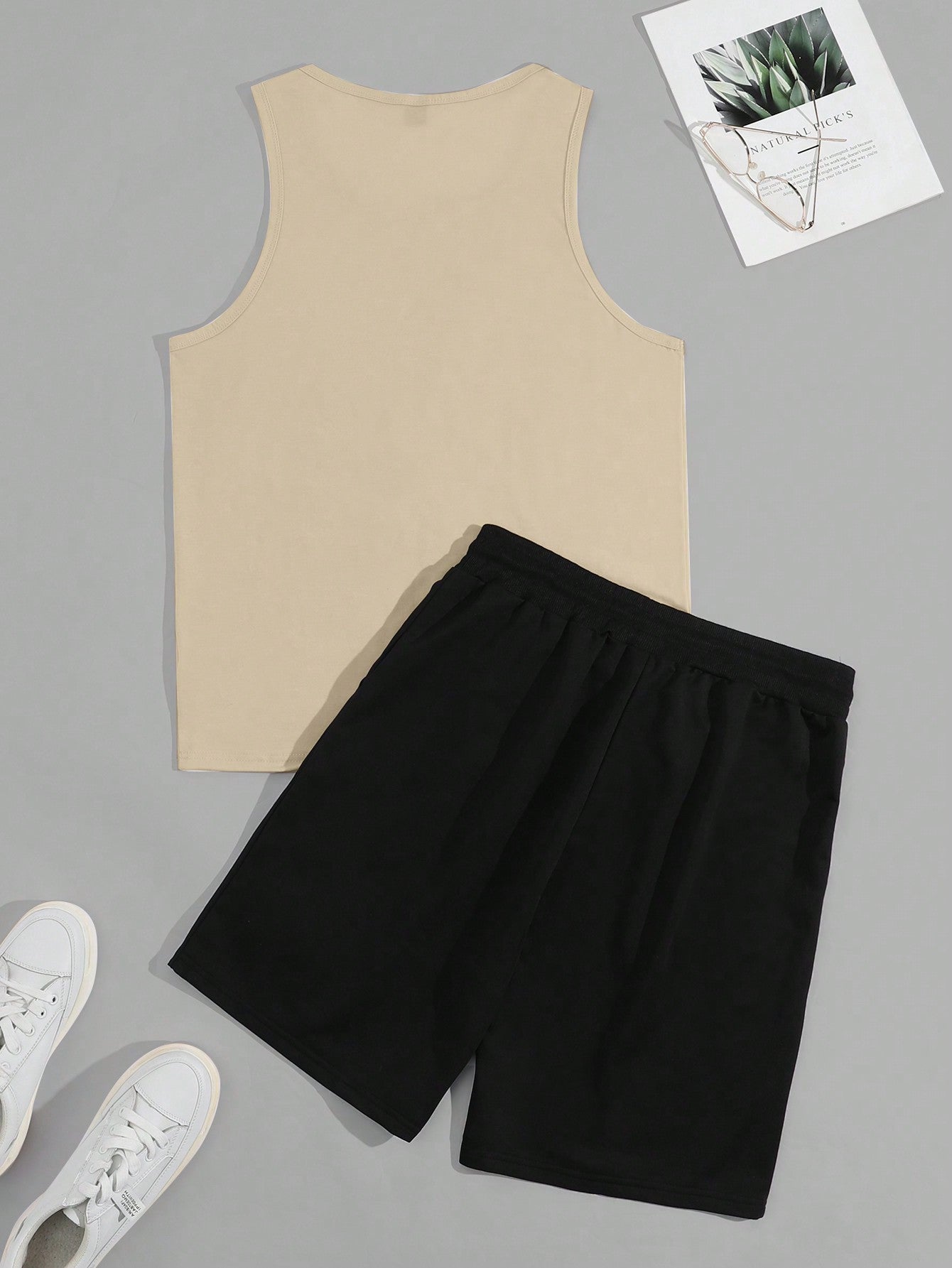 Conjunto Masculino Regata Estampada E Shorts Cós Elástico Conjunto Masculino Regata Estampada E Shorts Cós Elástico