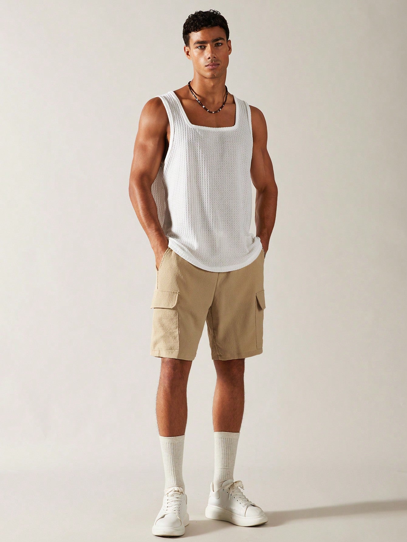 Camiseta Regata Masculina Decote Quadrado Estilo Casual Camiseta Regata Masculina Decote Quadrado Estilo Casual