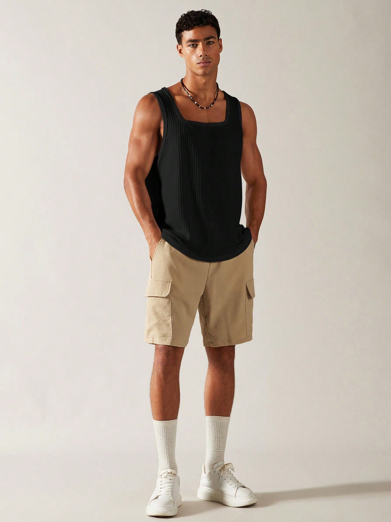 Camiseta Regata Masculina Decote Quadrado Estilo Casual Camiseta Regata Masculina Decote Quadrado Estilo Casual