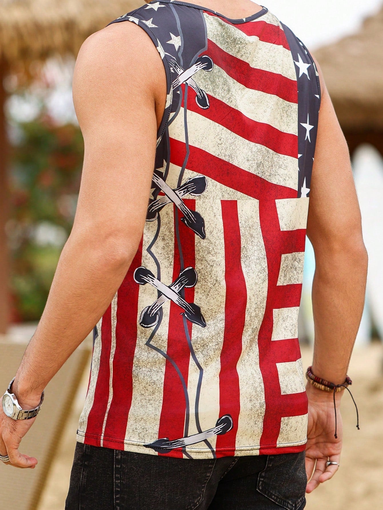 Camiseta Regata Masculina Casual Estampa De Águia Gola V Camiseta Regata Masculina Casual Estampa De Águia Gola V